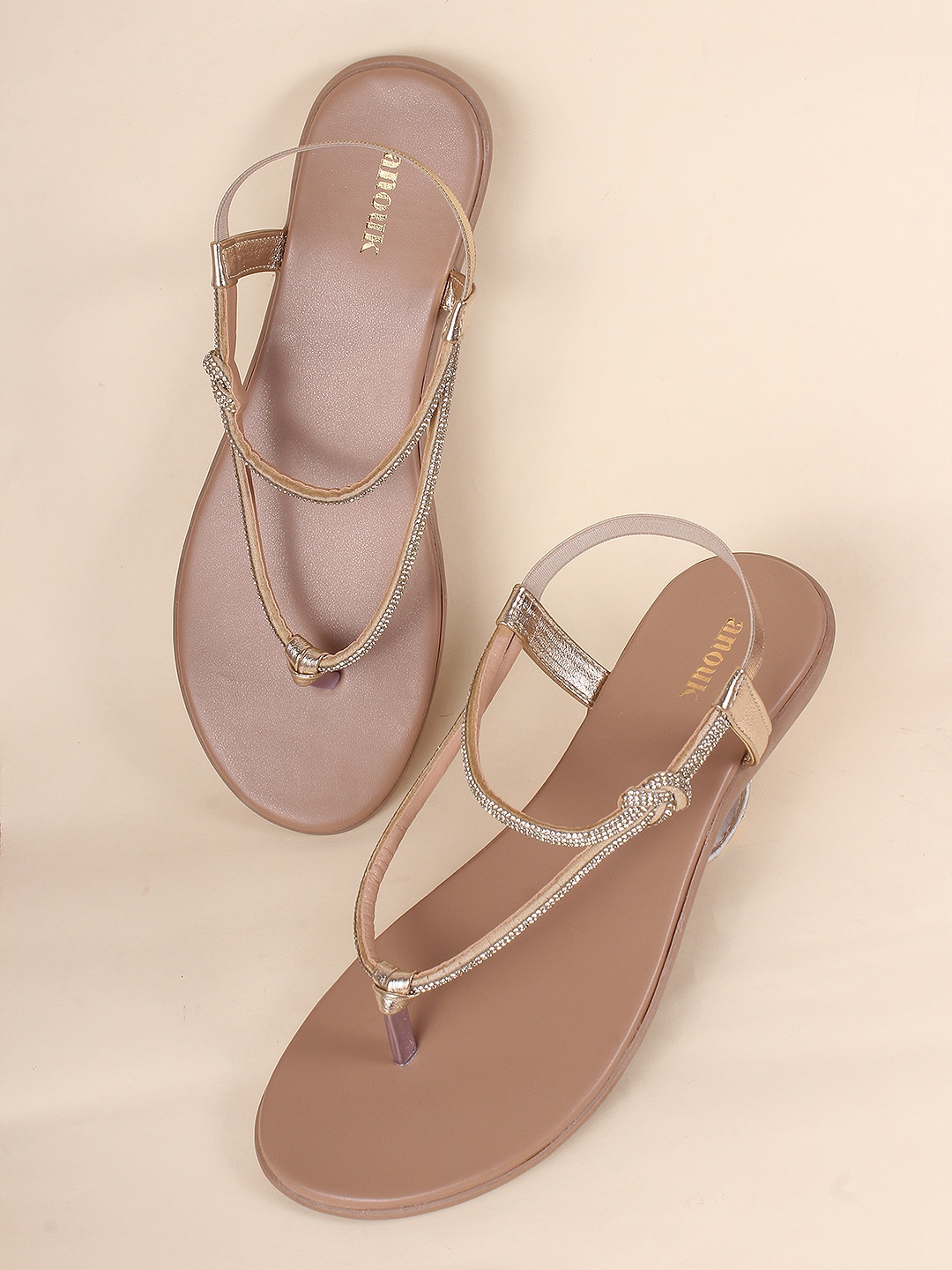 

Anouk Gold-Toned Embellished Open Toe Flats