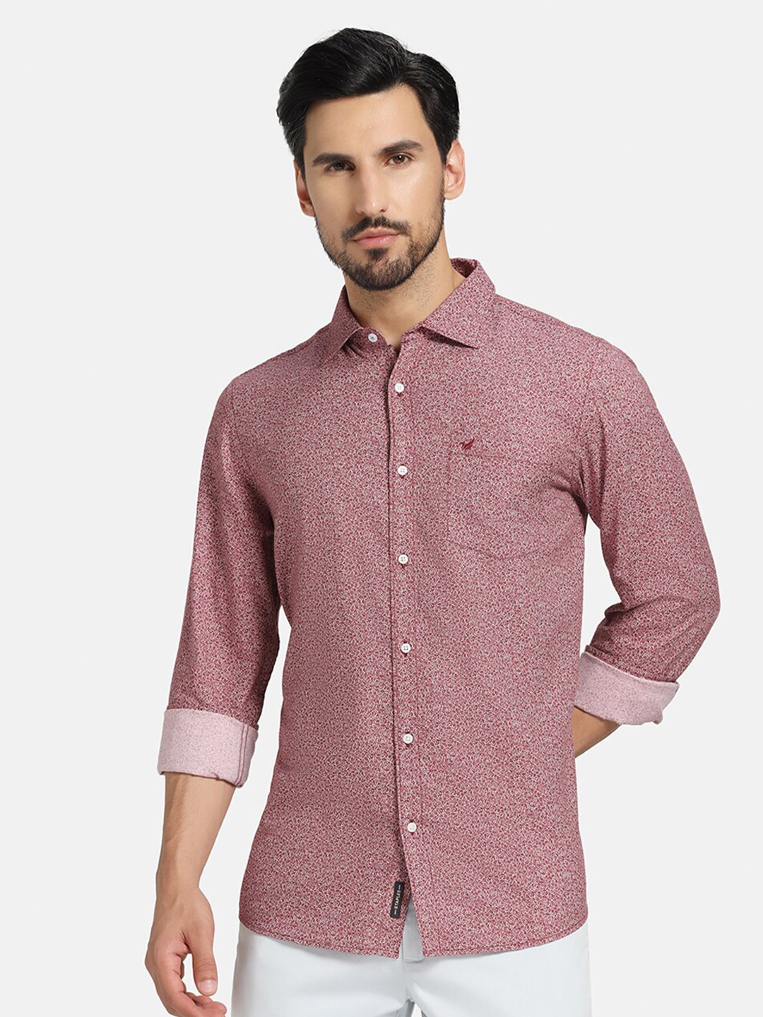 

Blackberrys India Slim Fit Micro Ditsy Printed Casual Shirt, Maroon