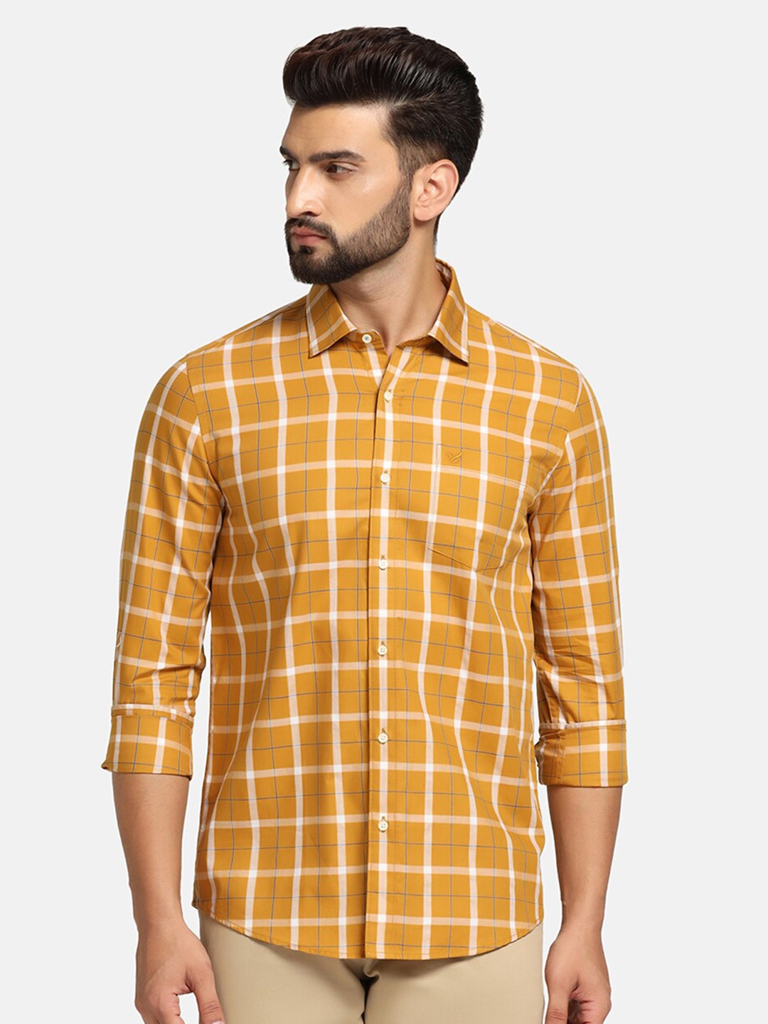 

Blackberrys India Slim Fit Tartan Checked Pure Cotton Casual Shirt, Yellow