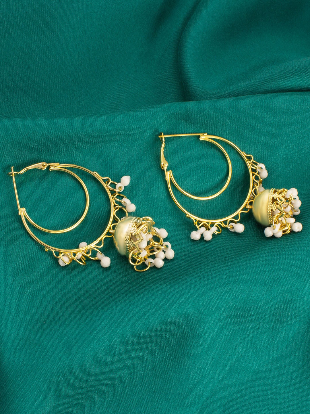 

PRIVIU Gold-Plated Crescent Shaped Hoop Earrings