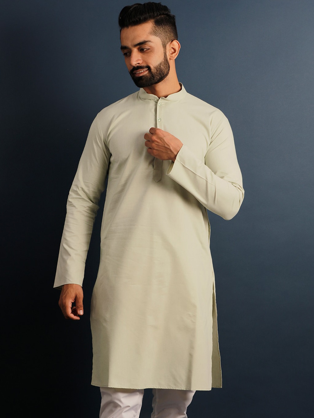 

Lightpole Men Thread Work Kurta, Green