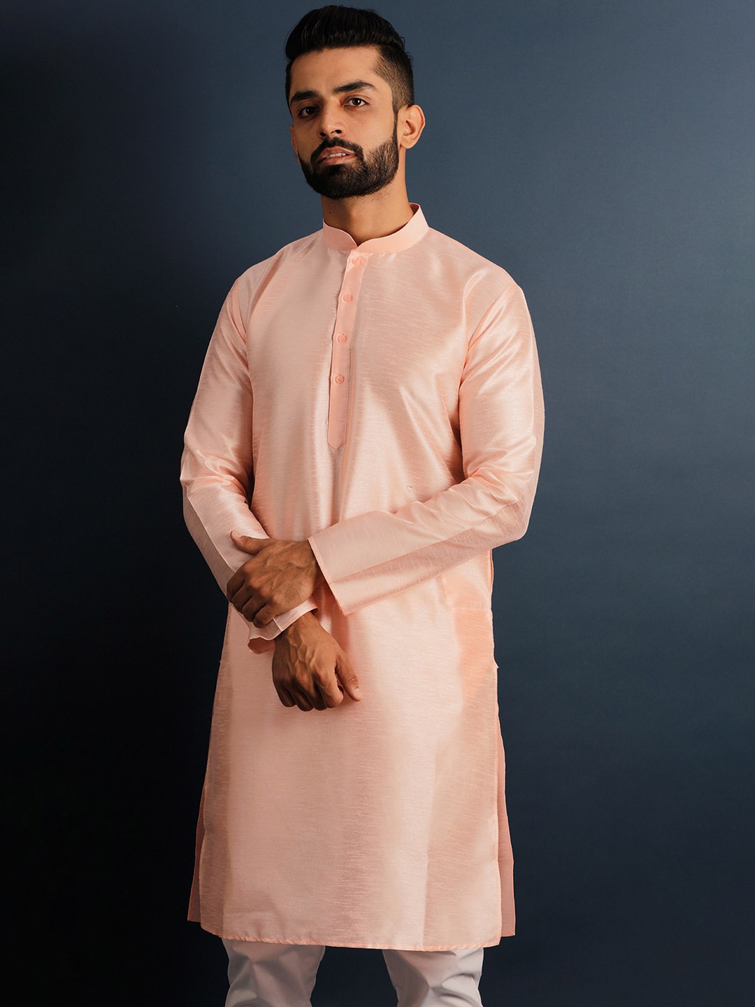 

Lightpole Mandarin Collar Straight Kurta, Pink