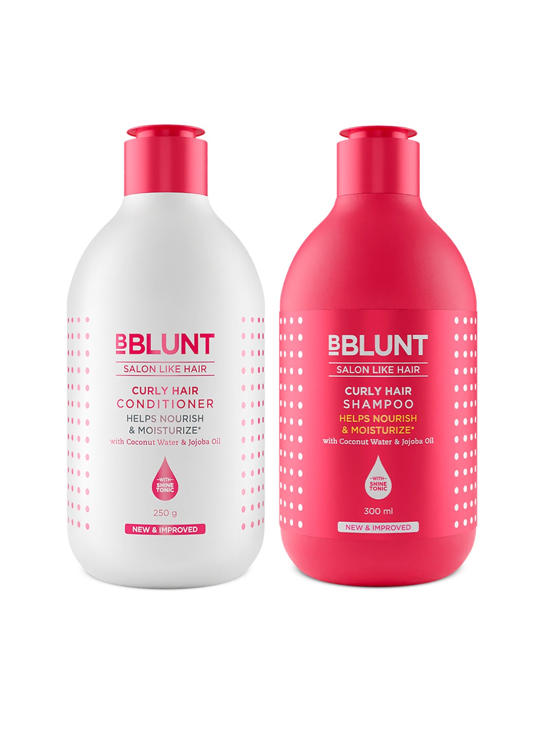 

BBLUNT Curly Hair Shampoo 300ml & Conditioner 250g Combo With Jojoba Oil & Shine Tonic, Pink