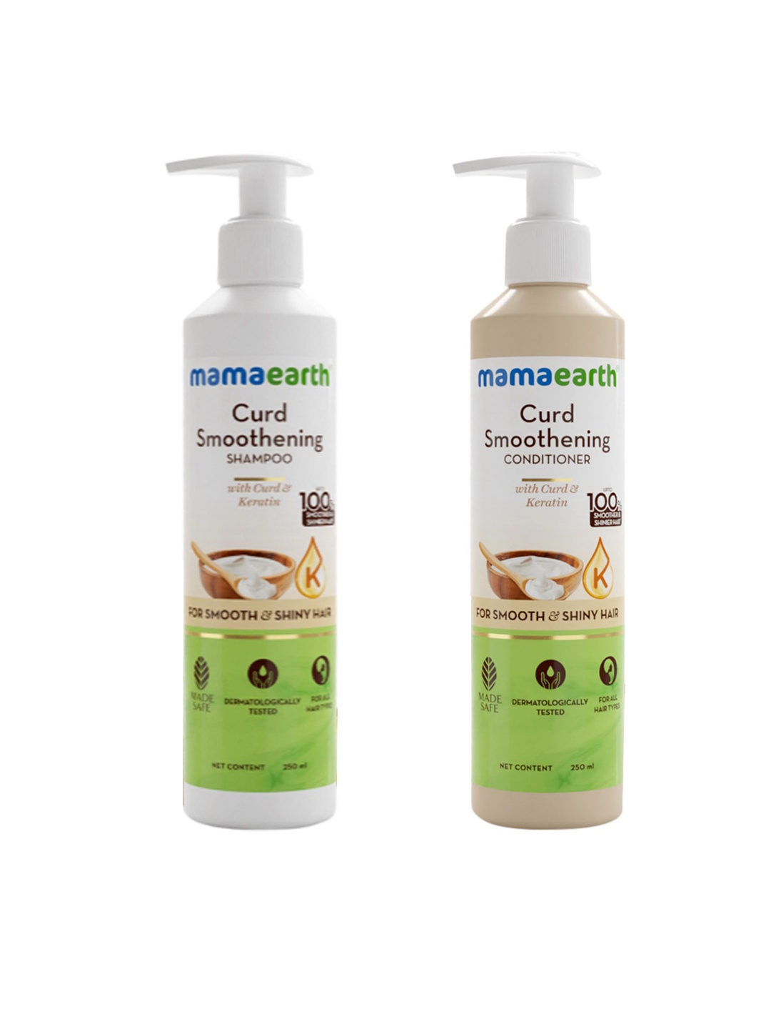 

Mamaearth Curd Smoothening Shampoo & Conditioner With Curd & Keratin - 250ml Each, White