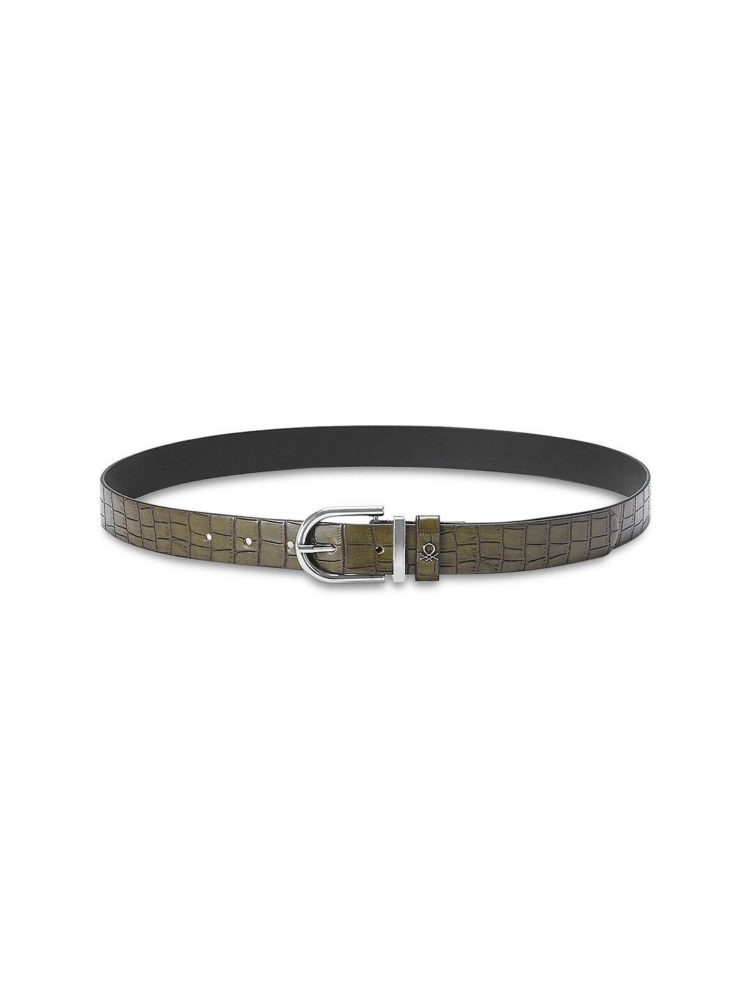 

United Colors of Benetton Women Textured PU Belt, Olive