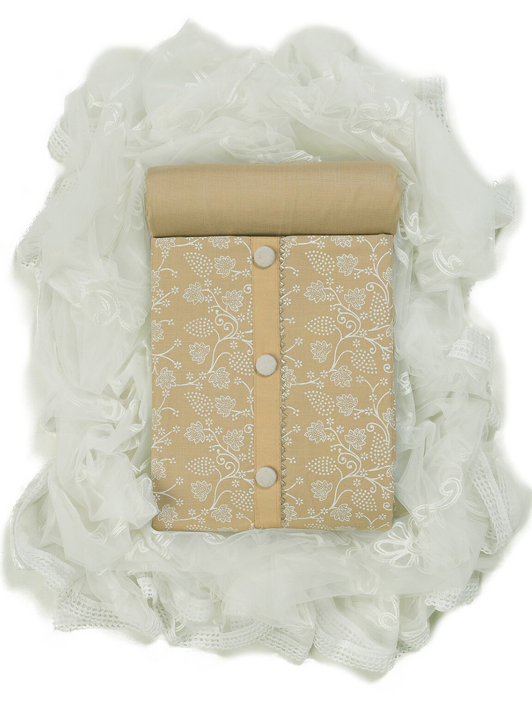 

Sun Fashion And Lifestyle Floral Printed Gotta Patti Unstitched Dress Material, Yellow