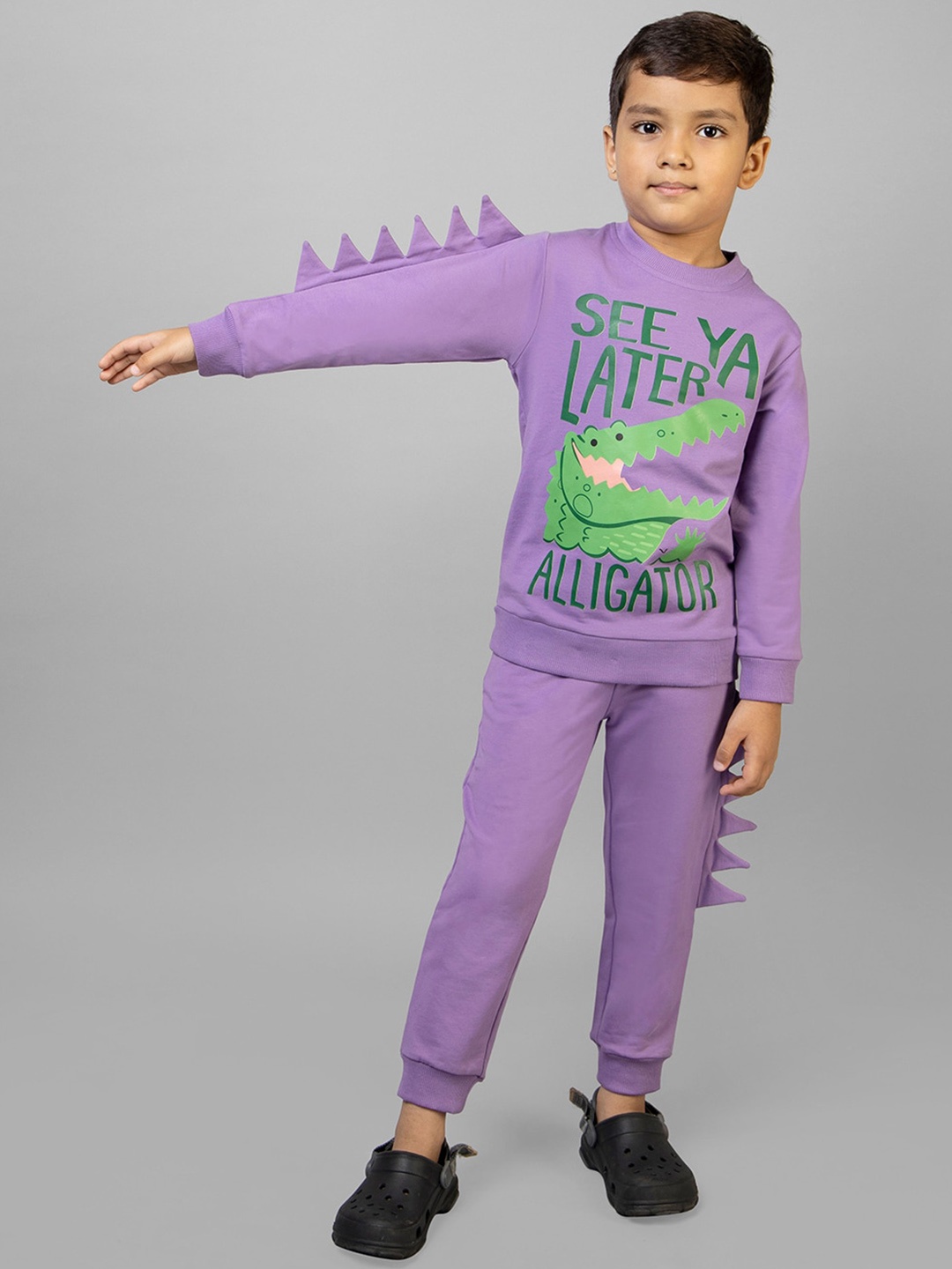 

ZIP ZAP ZOOP Kids Graphic Printed Cotton Tracksuit, Purple