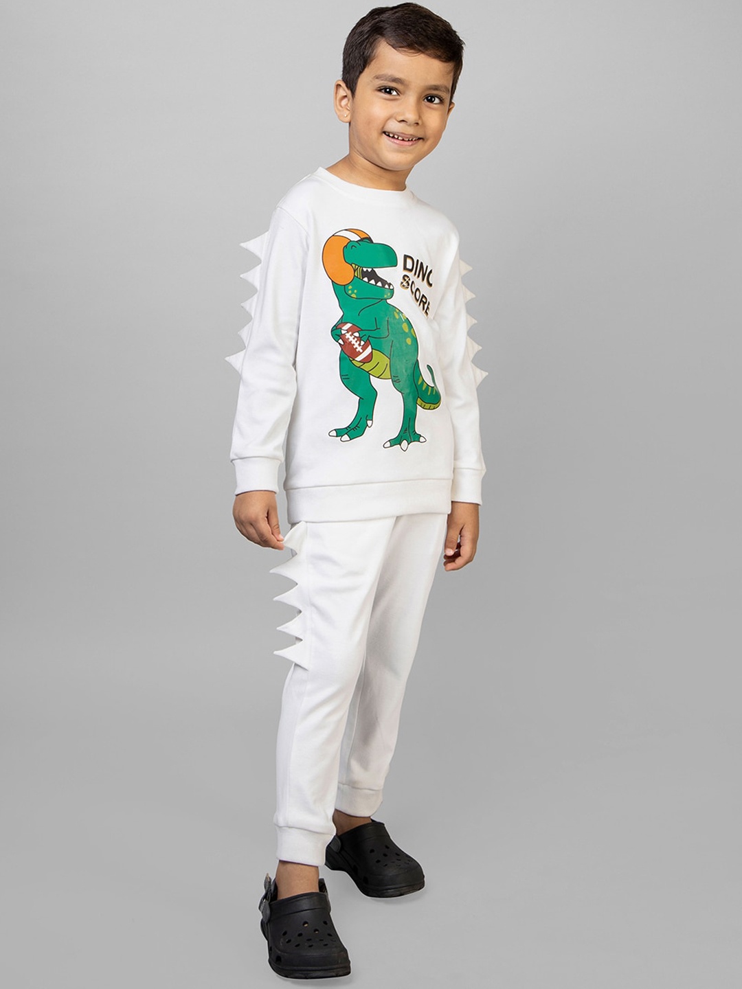 

ZIP ZAP ZOOP Boys Printed Cotton Tracksuit, White