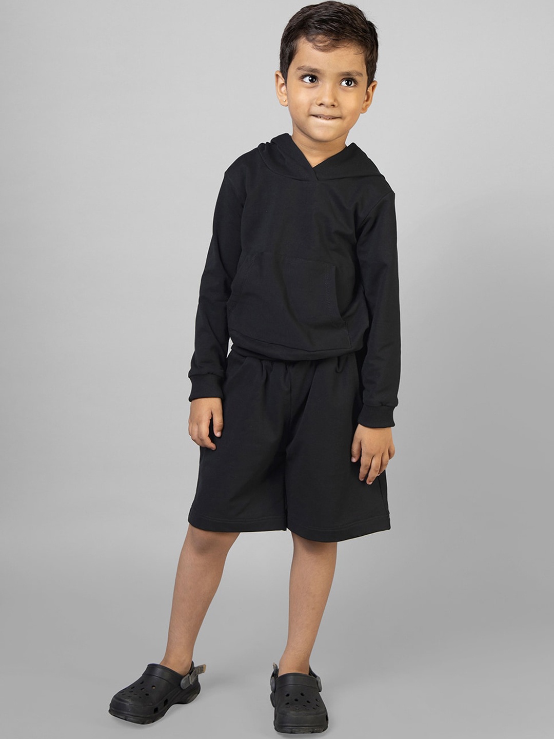 

ZIP ZAP ZOOP Kids Hooded Cotton Tracksuit, Black