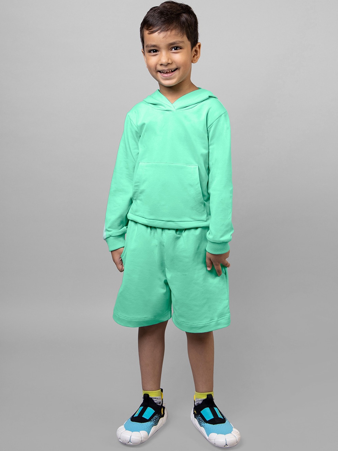 

ZIP ZAP ZOOP Kids Cotton Hooded Tracksuit, Green