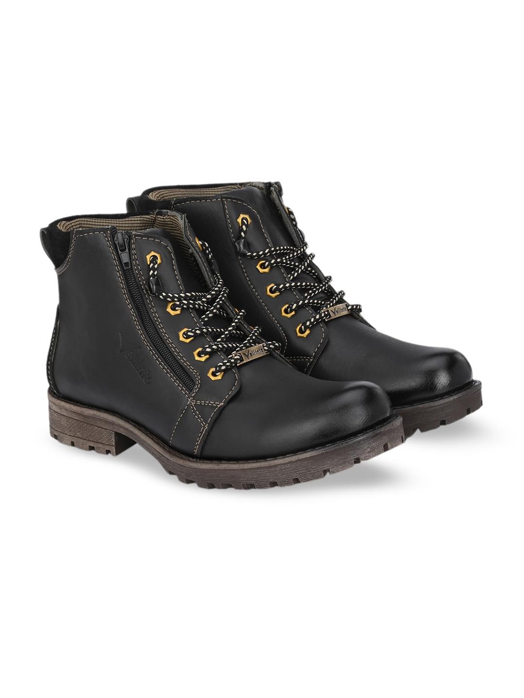 

Vellinto Men Platform-Heeled Zipper Boots, Black