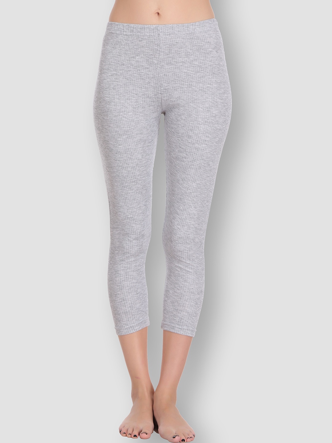 

SELFCARE Women Ribbed Thermal Bottom, Grey