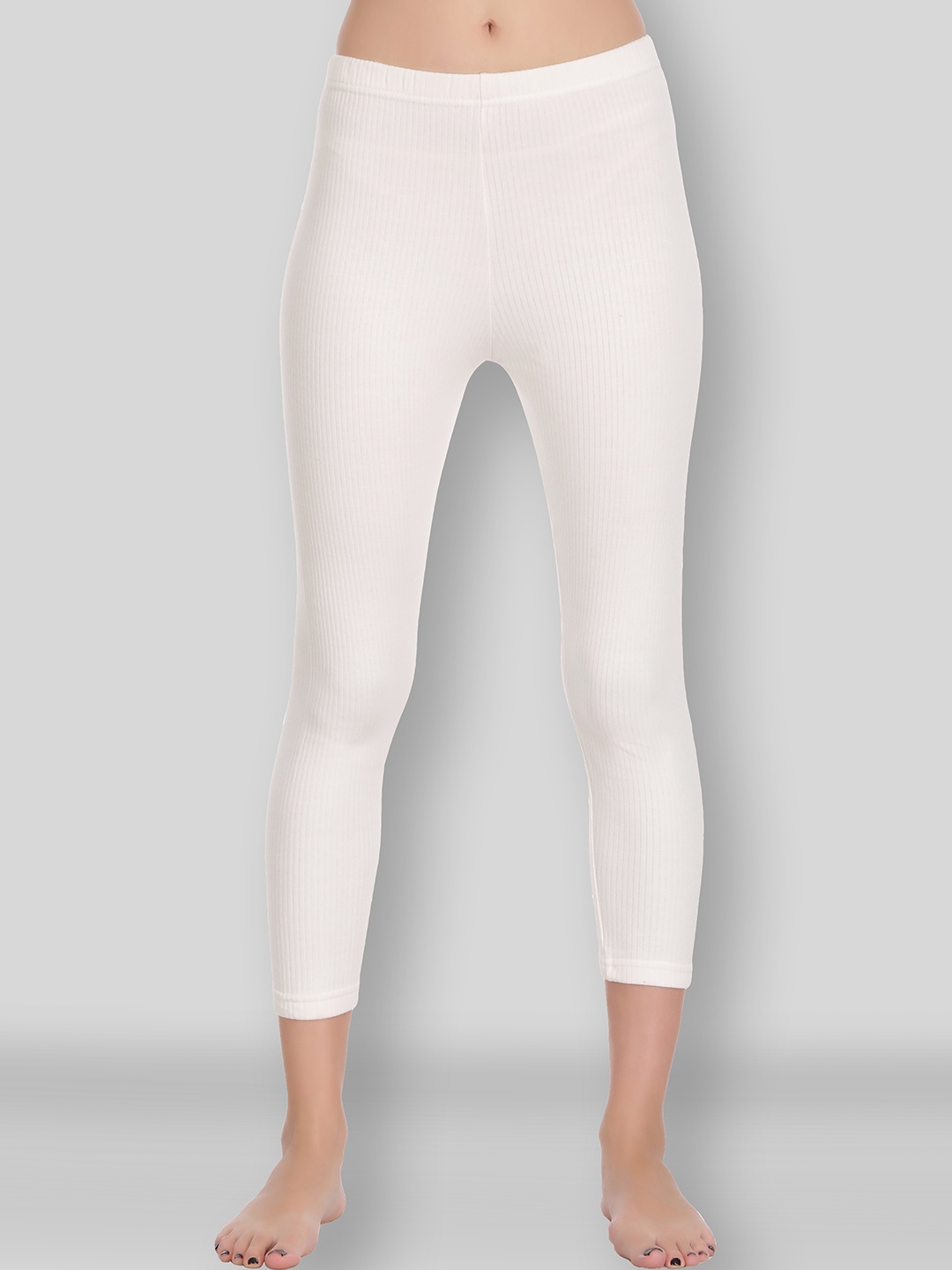 

SELFCARE Women Ribbed Thermal Bottom, White