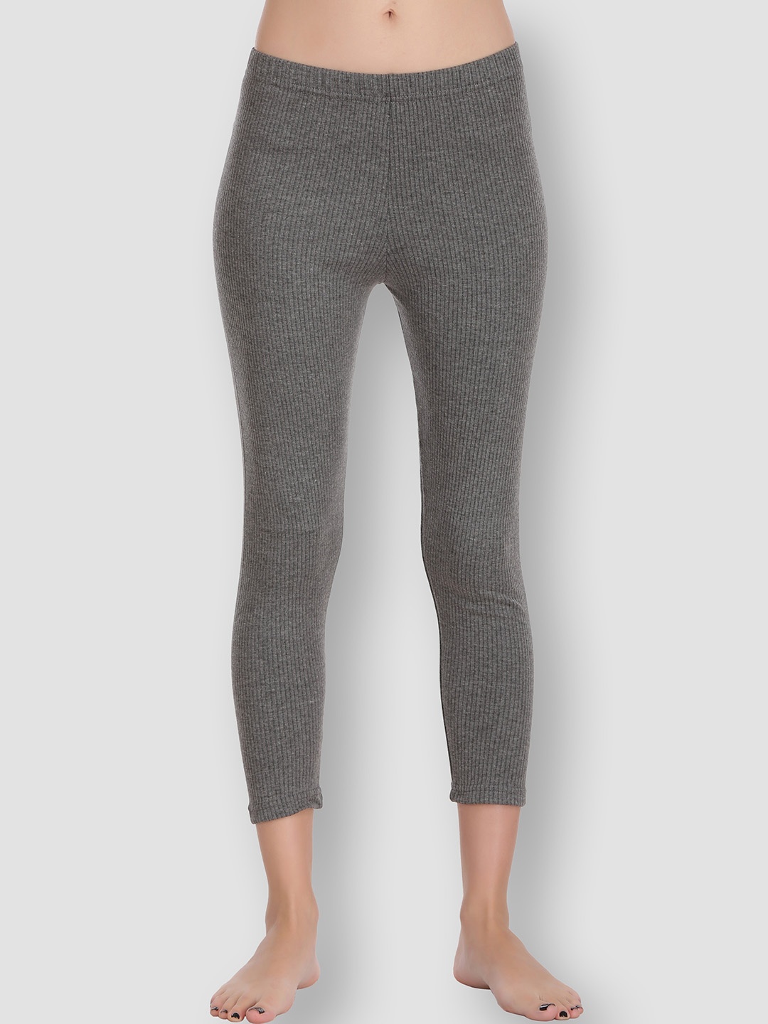 

SELFCARE Women Ribbed Thermal Bottom, Charcoal