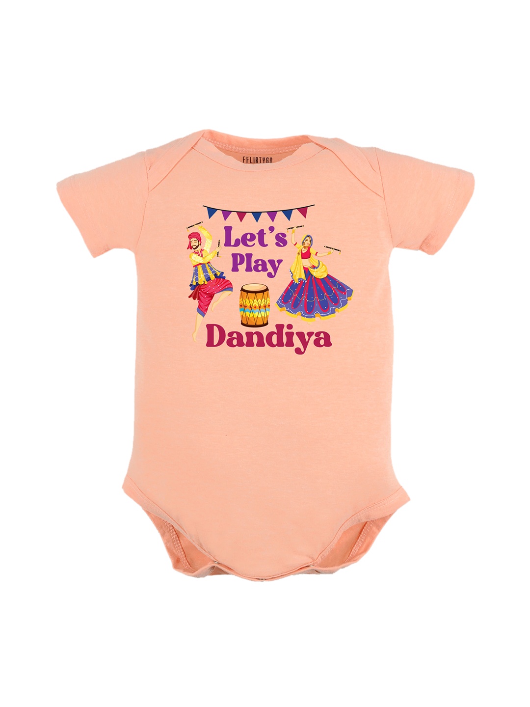 

FFLIRTYGO Infants Graphic Printed Pure Cotton Bodysuit, Peach