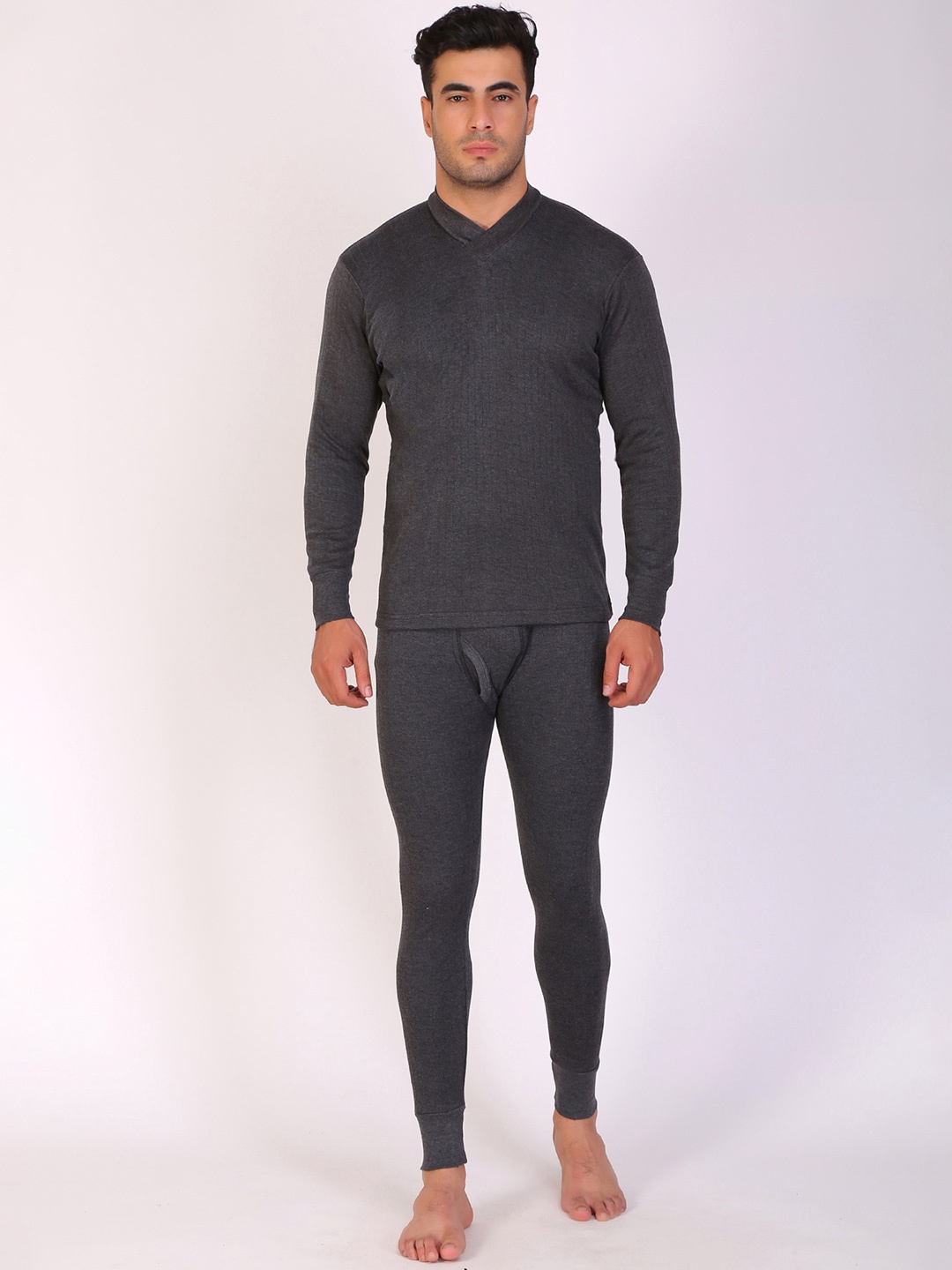 

T.T. Desire Anthra Slim Fit V-Neck Thermal Set, Charcoal