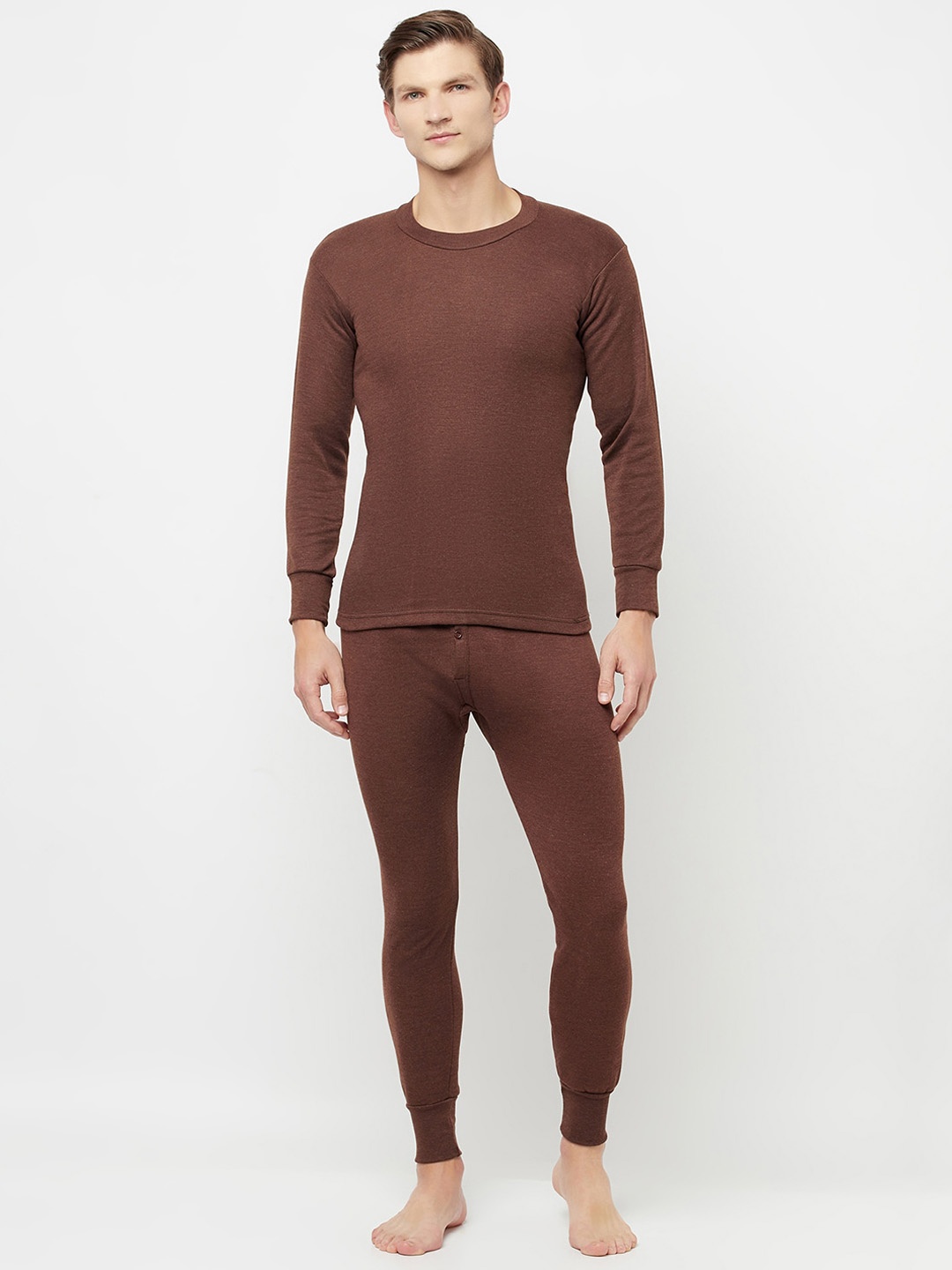 

T.T. Slim Fit Ribbed Hotpot Thunder Thermal Set, Brown