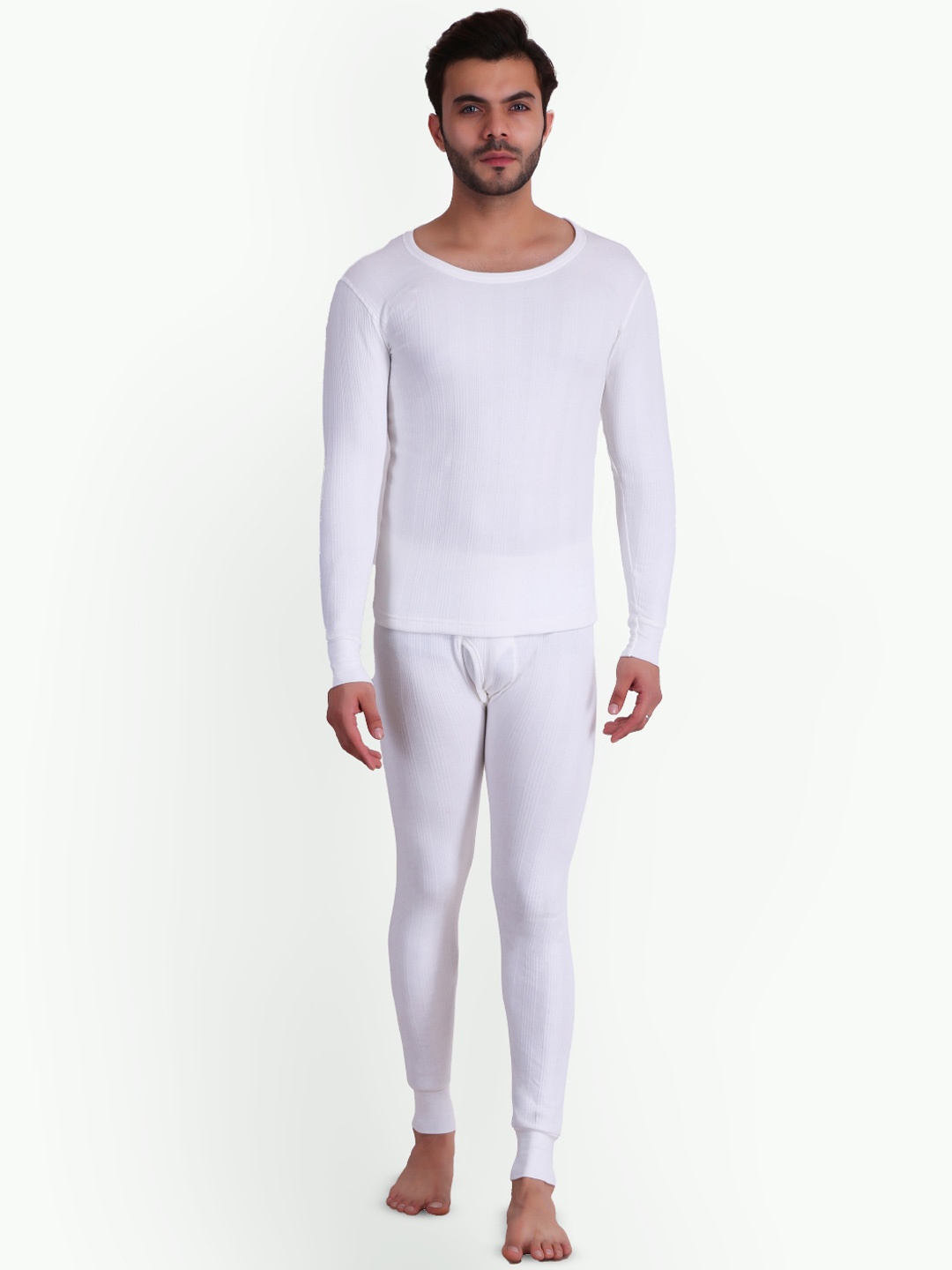 

T.T. Ribbed Round Neck Elite Polyfill Technology Thermal Set, White