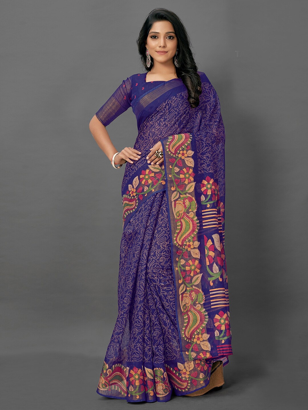 

Anouk Ethnic Motifs Printed Zari Bagh Saree, Violet