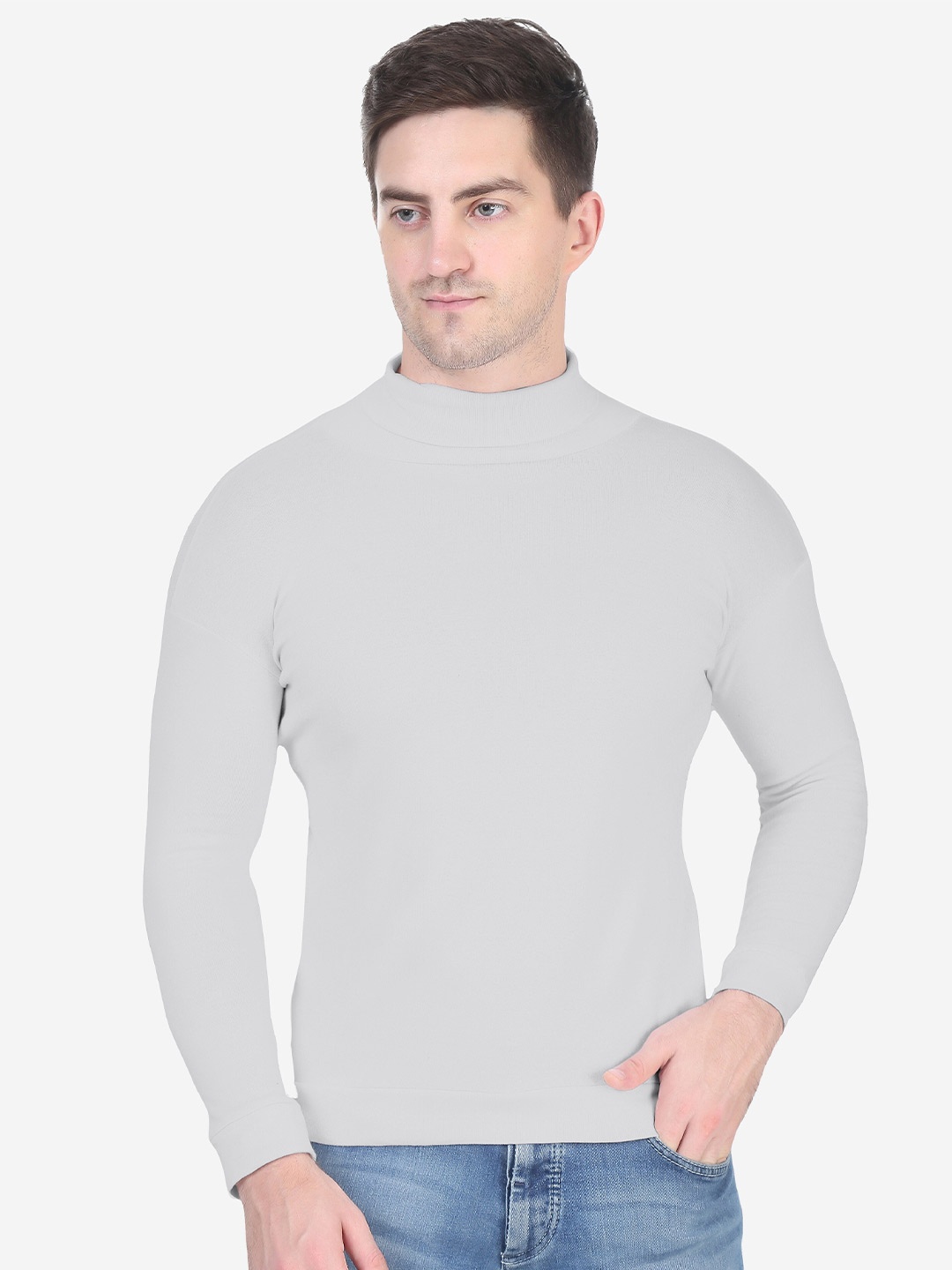 

Fasha High Neck Cotton Pullover Sweatshirt, Grey