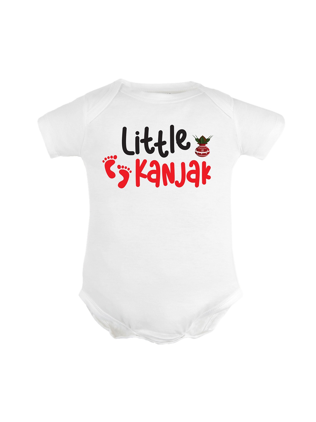 

FFLIRTYGO Infants Durga Puja Special Printed Pure Cotton Bodysuit, White