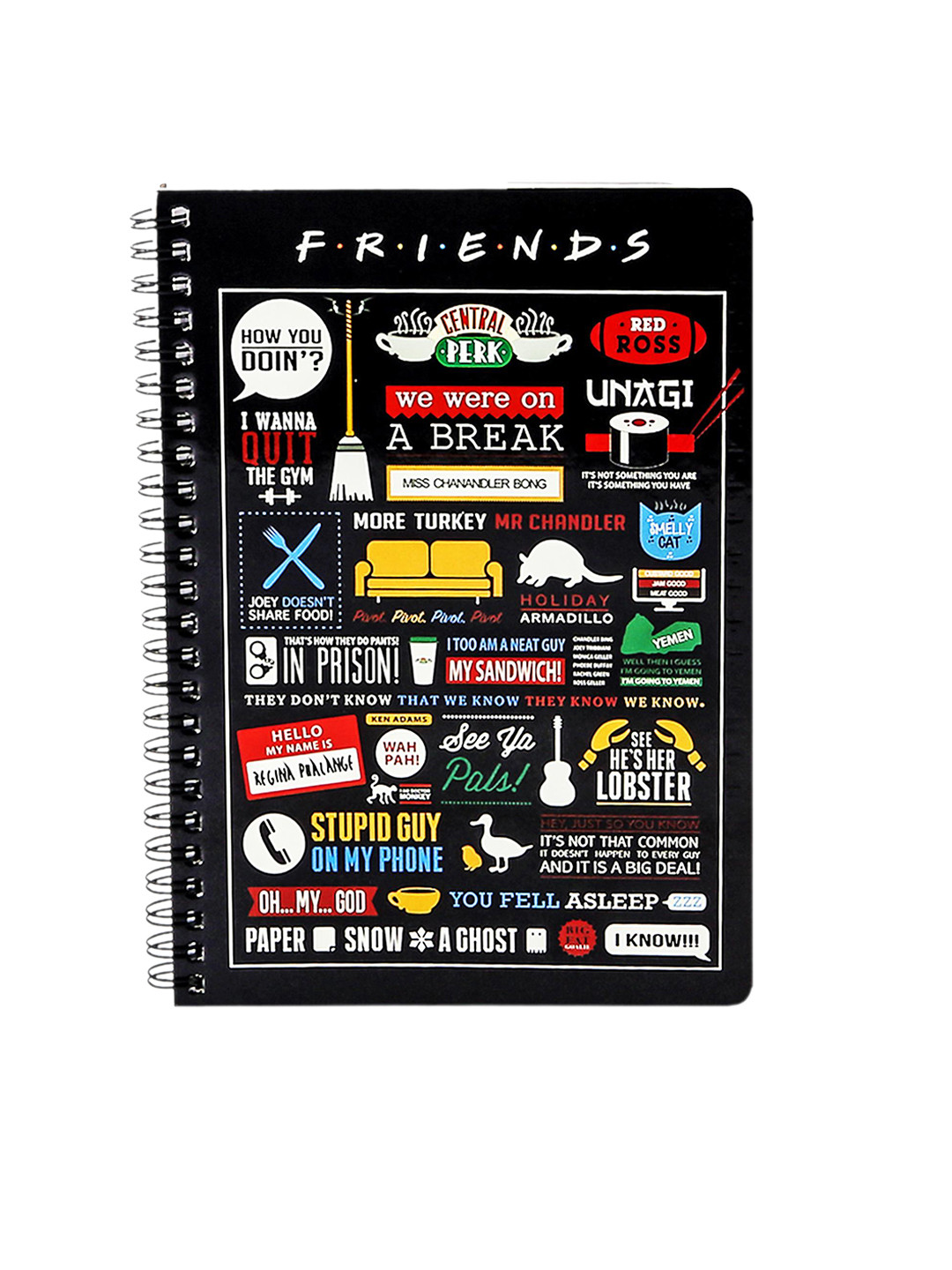 

Epic Stuff Friends TV Series Infographic A5 Wiro Notebook, Black