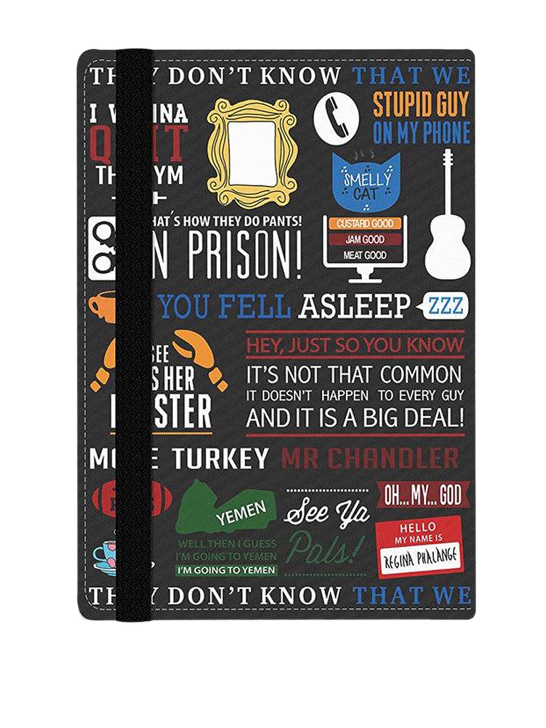 

Epic Stuff Kids Friends Typography Printed Passport Holder, Black