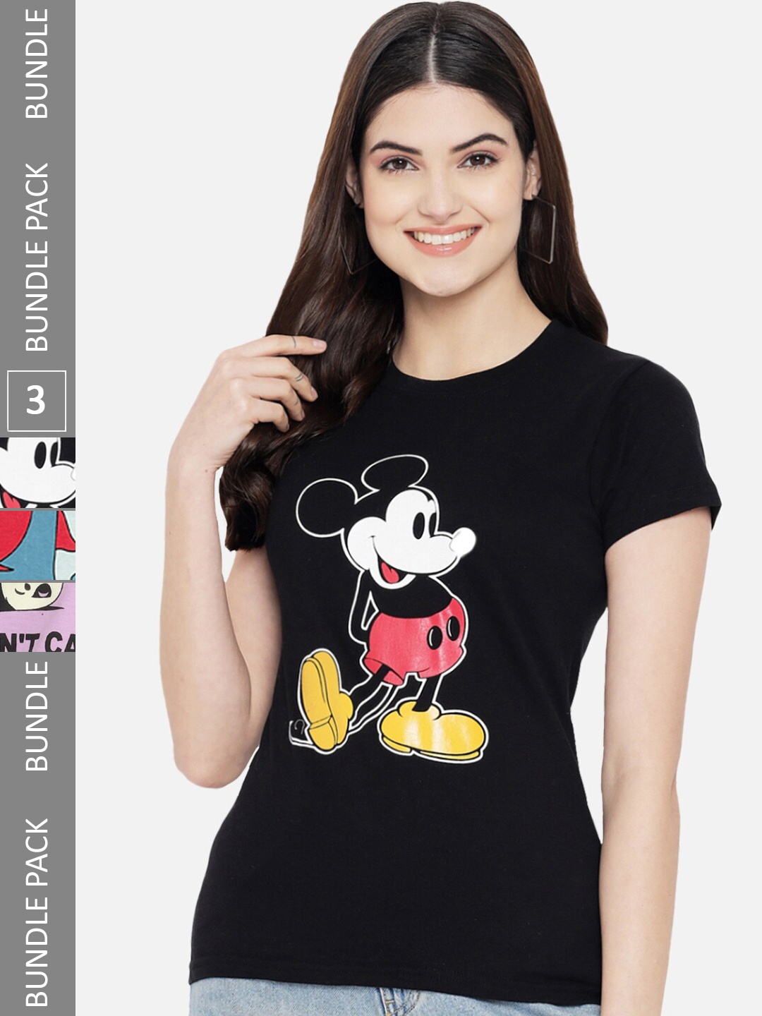

Fabflee Pack Of 3 Graphic Printed Cotton T-shirt, Black