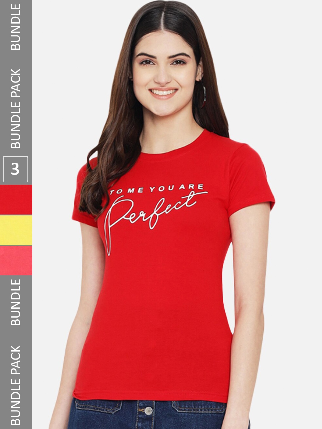 

Fabflee Pack Of 3 Printed Cotton T-shirt, Multi