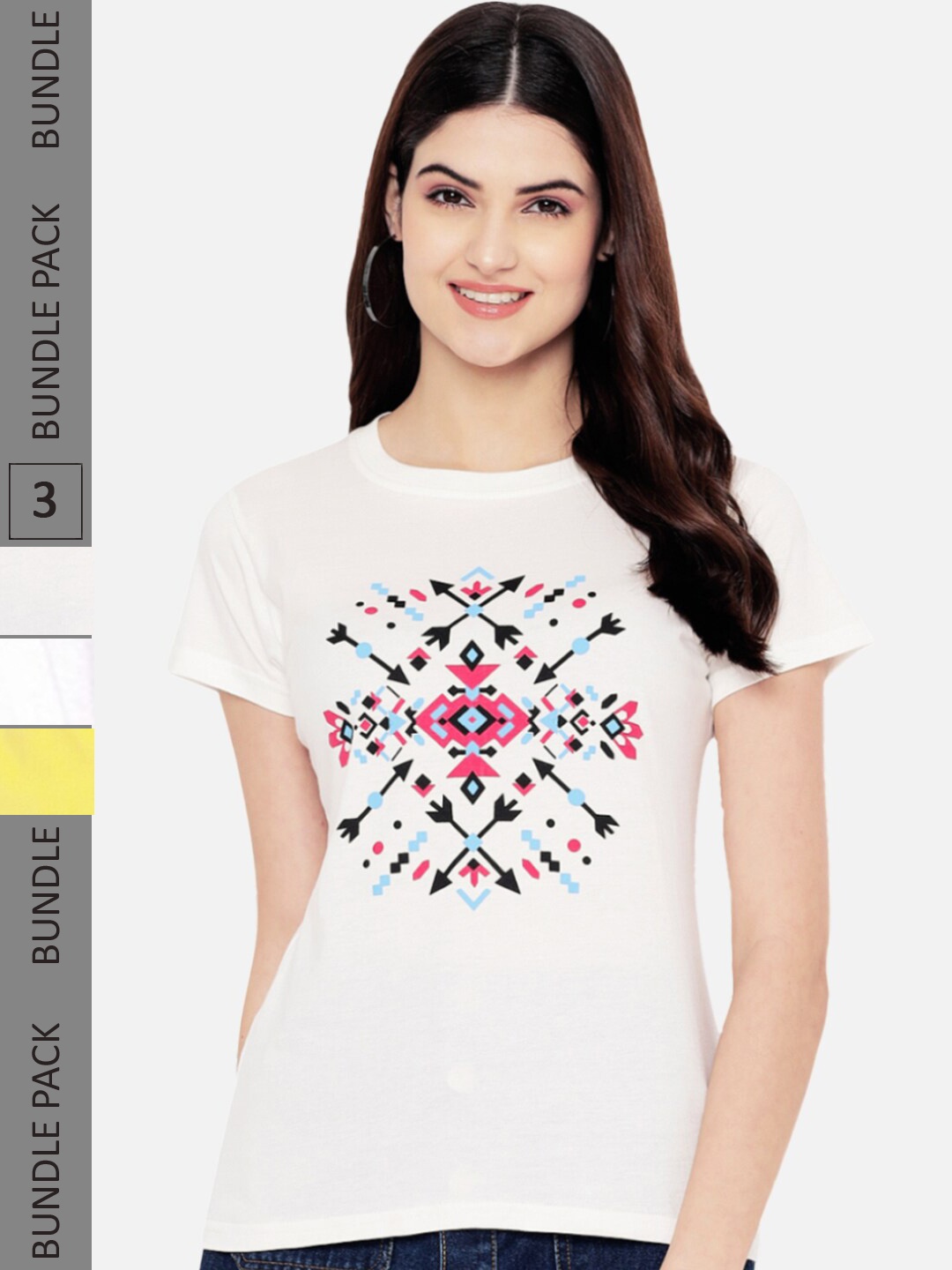 

Fabflee Pack Of 3 Typography Printed Cotton T-shirt, Yellow