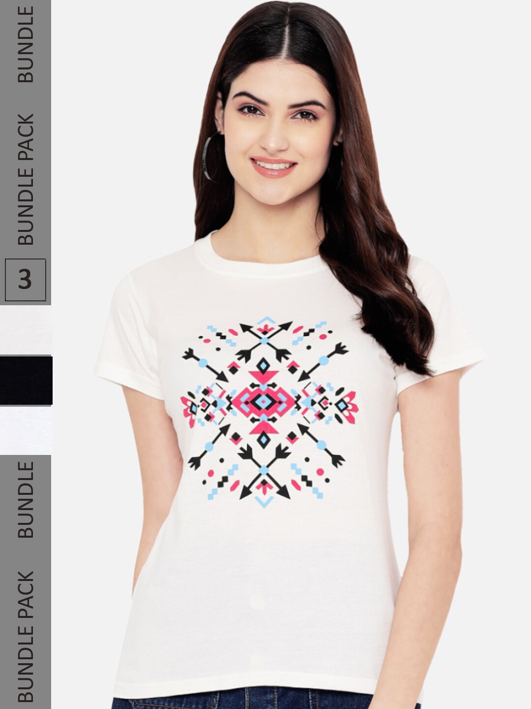 

Fabflee Pack Of 3 Typography Printed Cotton T- Shirts, White