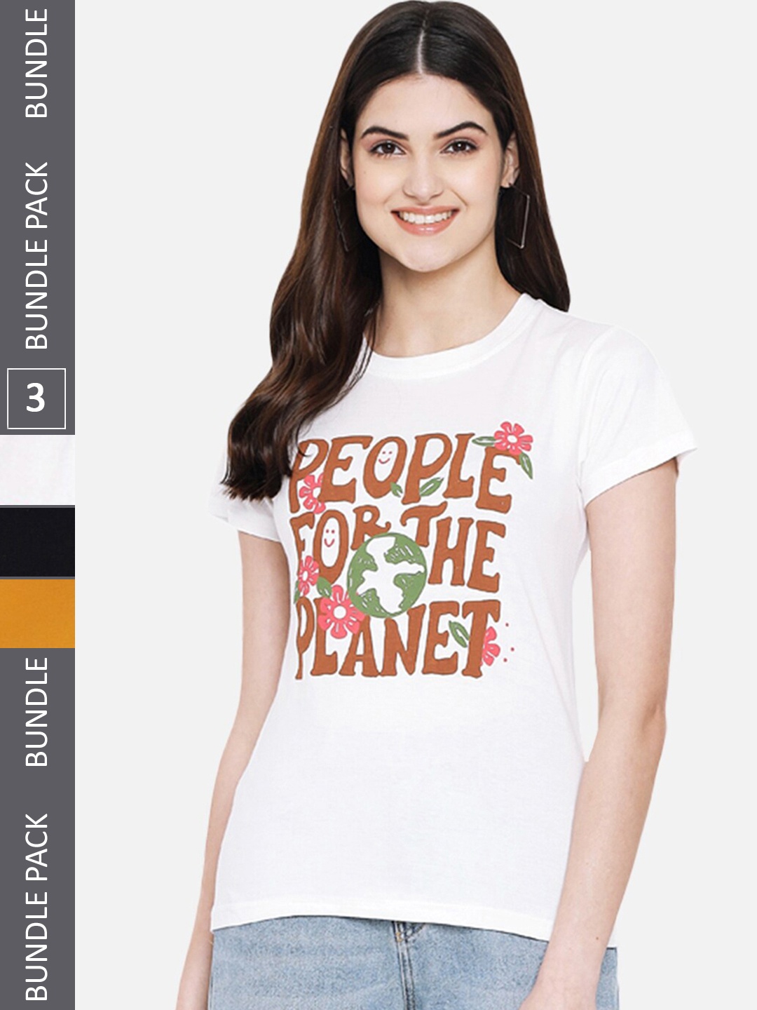 Fabflee Pack Of 3 Mickey Mouse Printed Cotton T-shirt, White