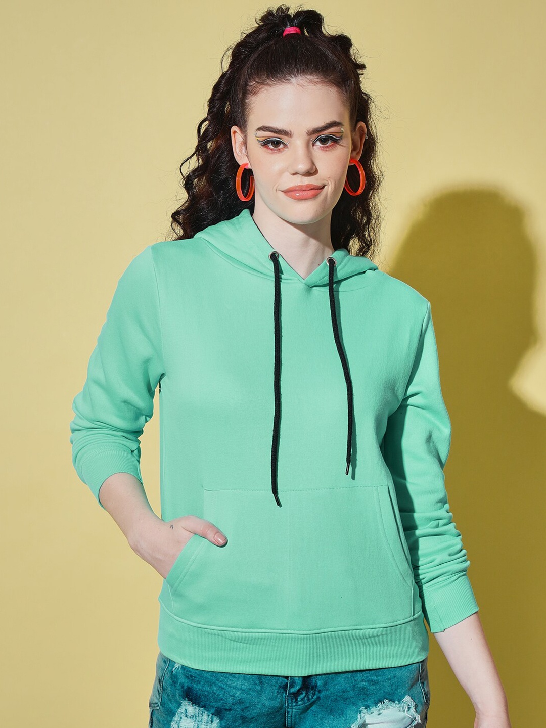 

The Dry State Hooded Long Sleeves Fleece Pullover, Green