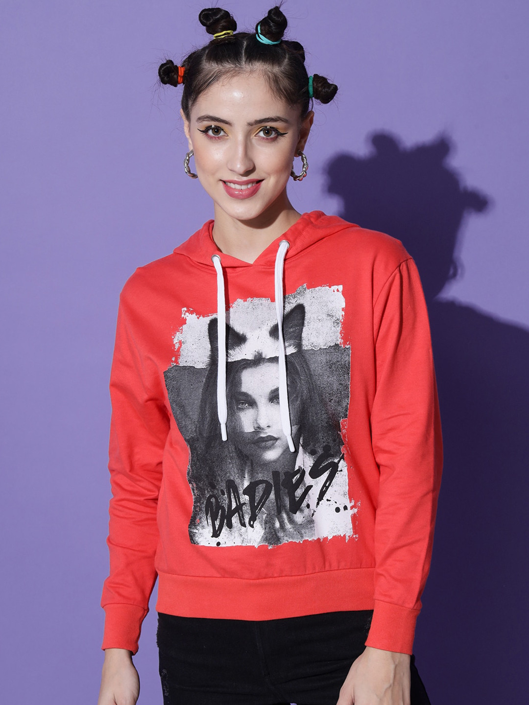 

The Dry State Graphic Printed Hooded Fleece Sweatshirt, Coral