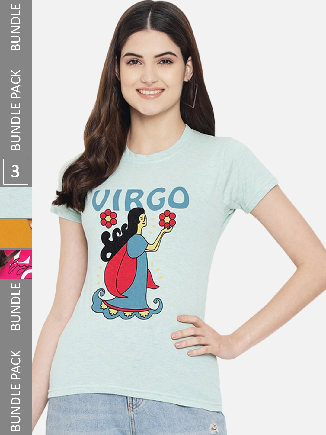 

Fabflee Pack Of 3 Printed Cotton T-shirt, Blue