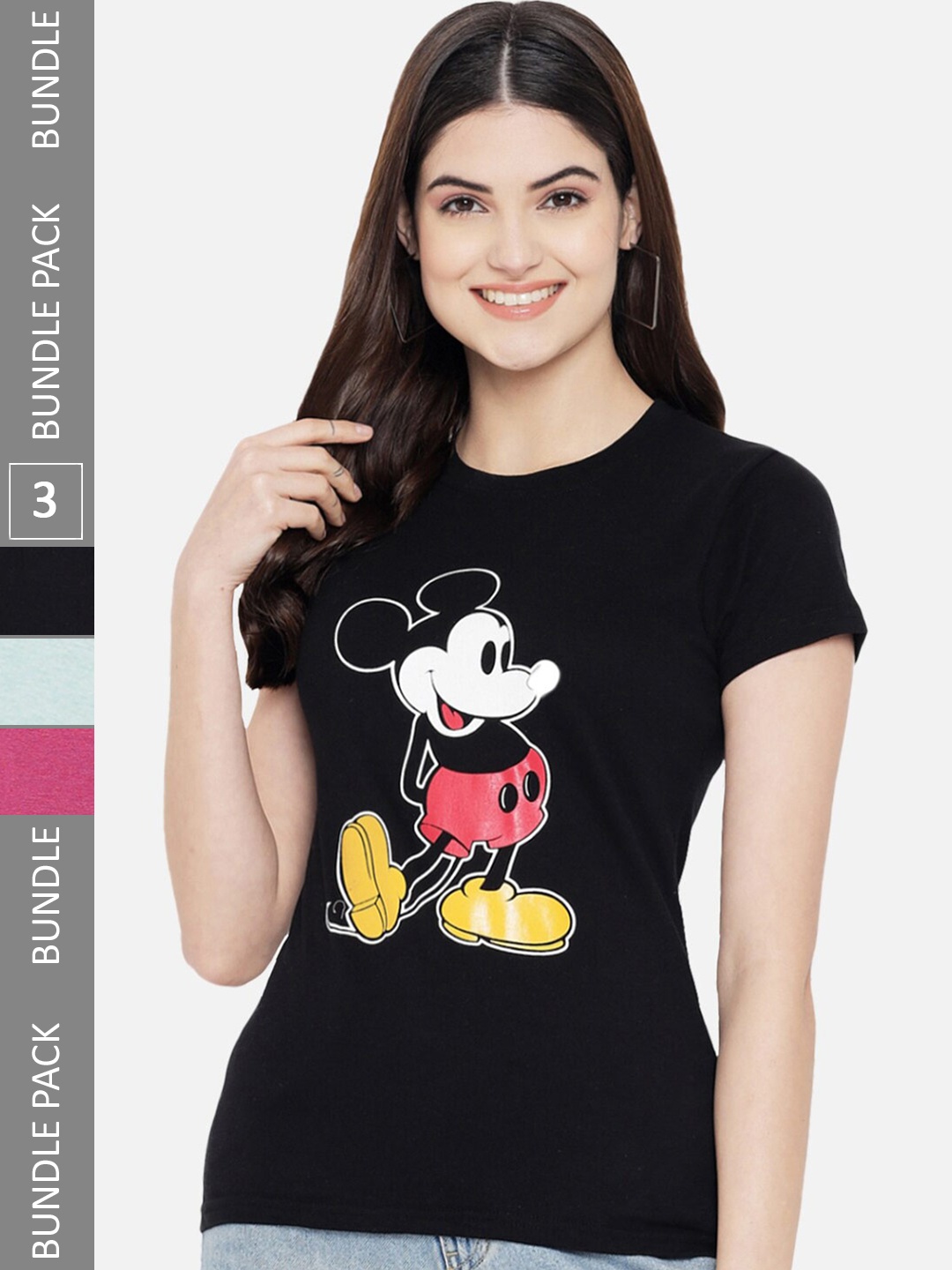 

Fabflee Pack Of 3 Graphic Printed Cotton T-shirt, Black