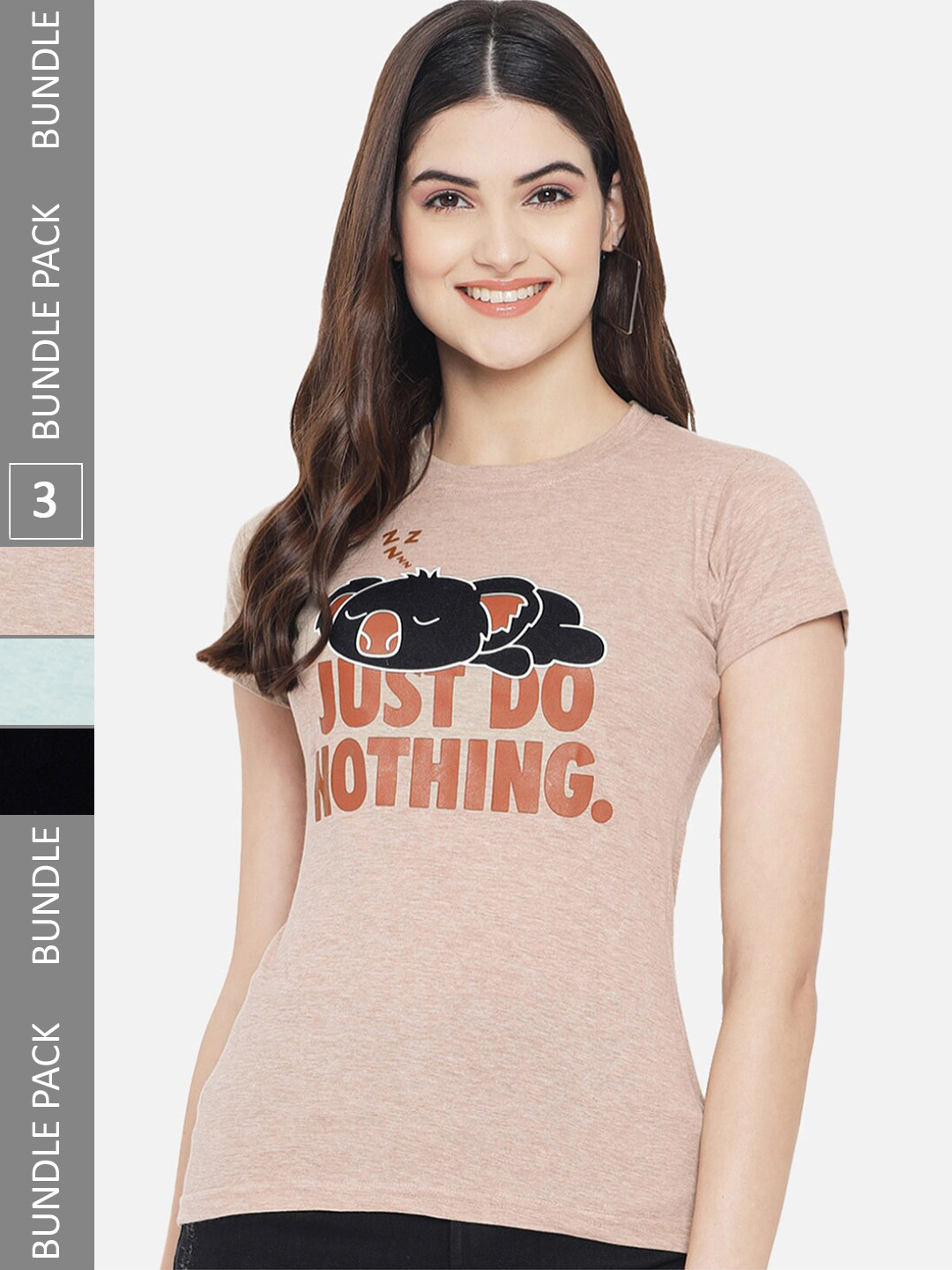 

Fabflee Pack Of 3 Printed Cotton T-shirt, Rust