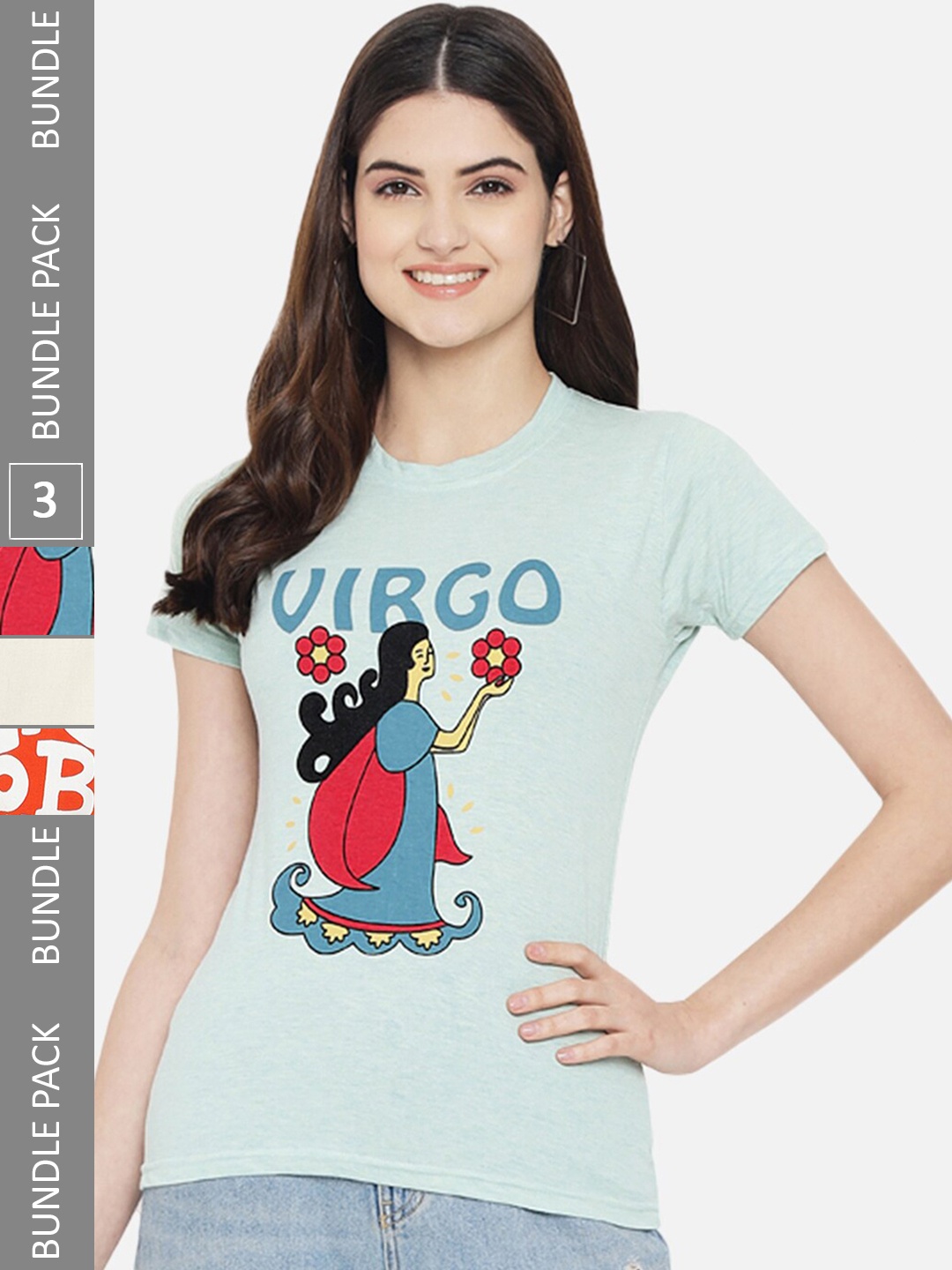 

Fabflee Pack Of 3 Printed Cotton T-shirt, Blue