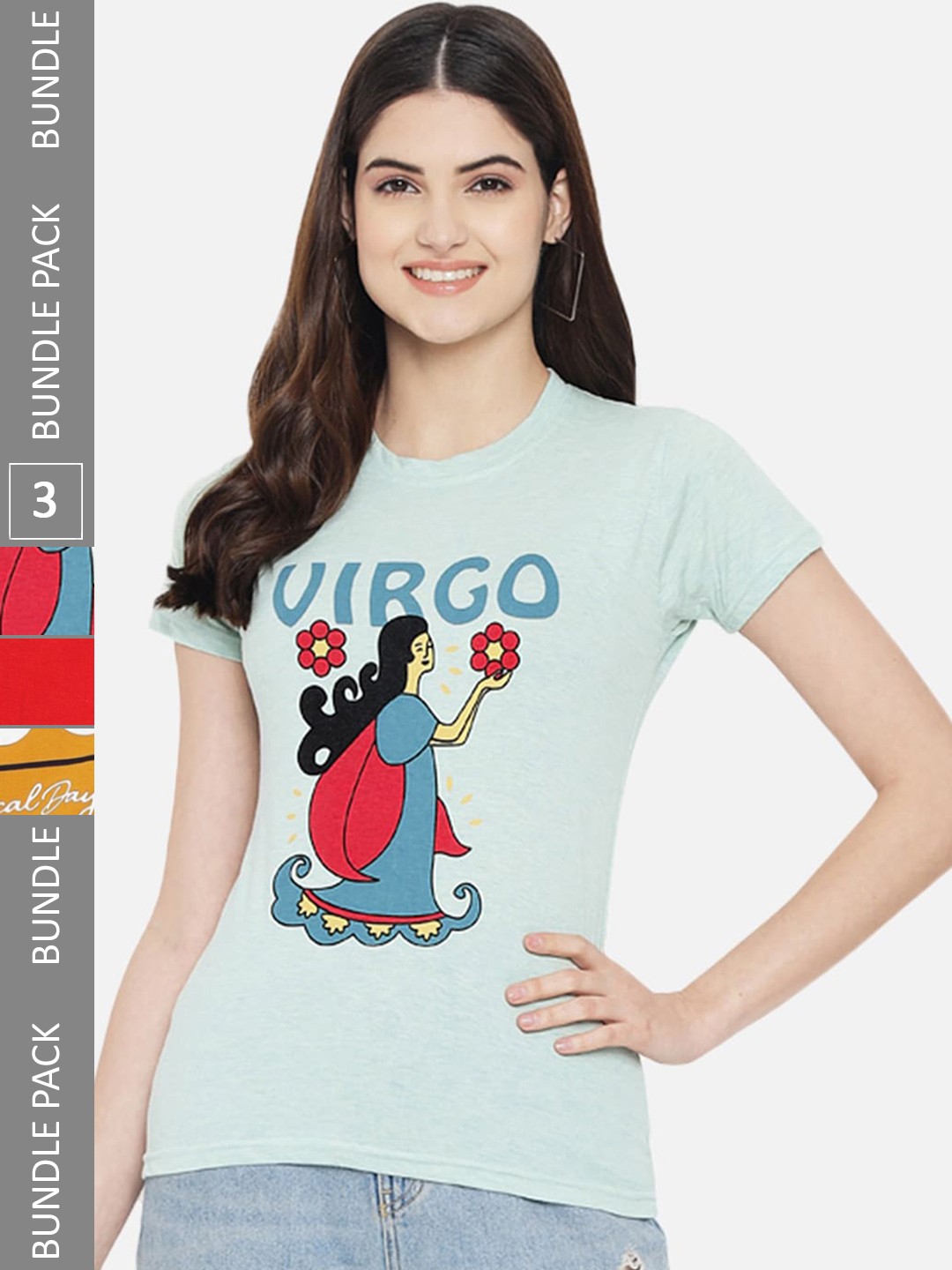 

Fabflee Pack of 3 Printed Cotton T-shirts, Blue