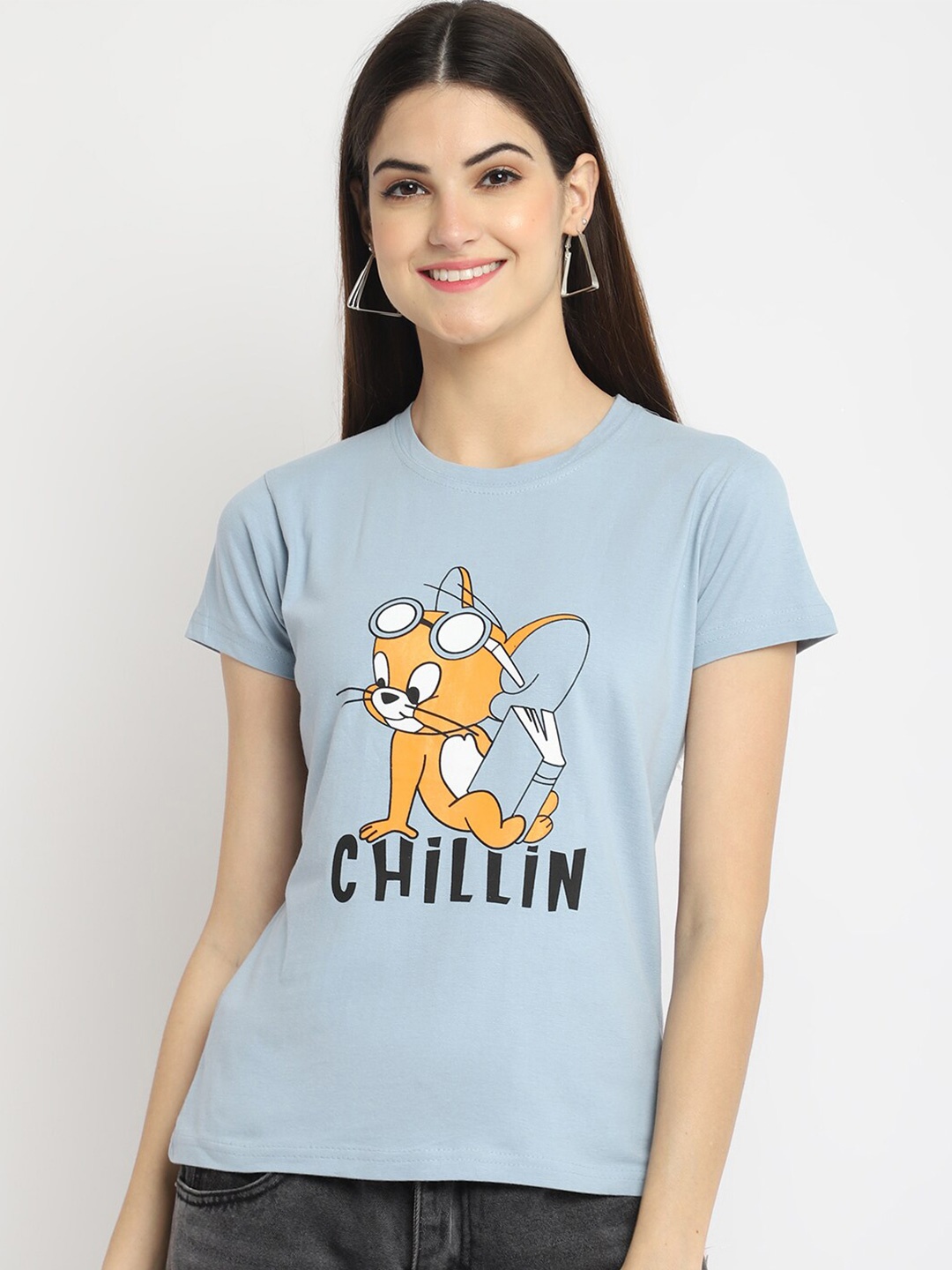 

Fabflee Pack Of 3 Graphic Printed Cotton T-shirt, Blue