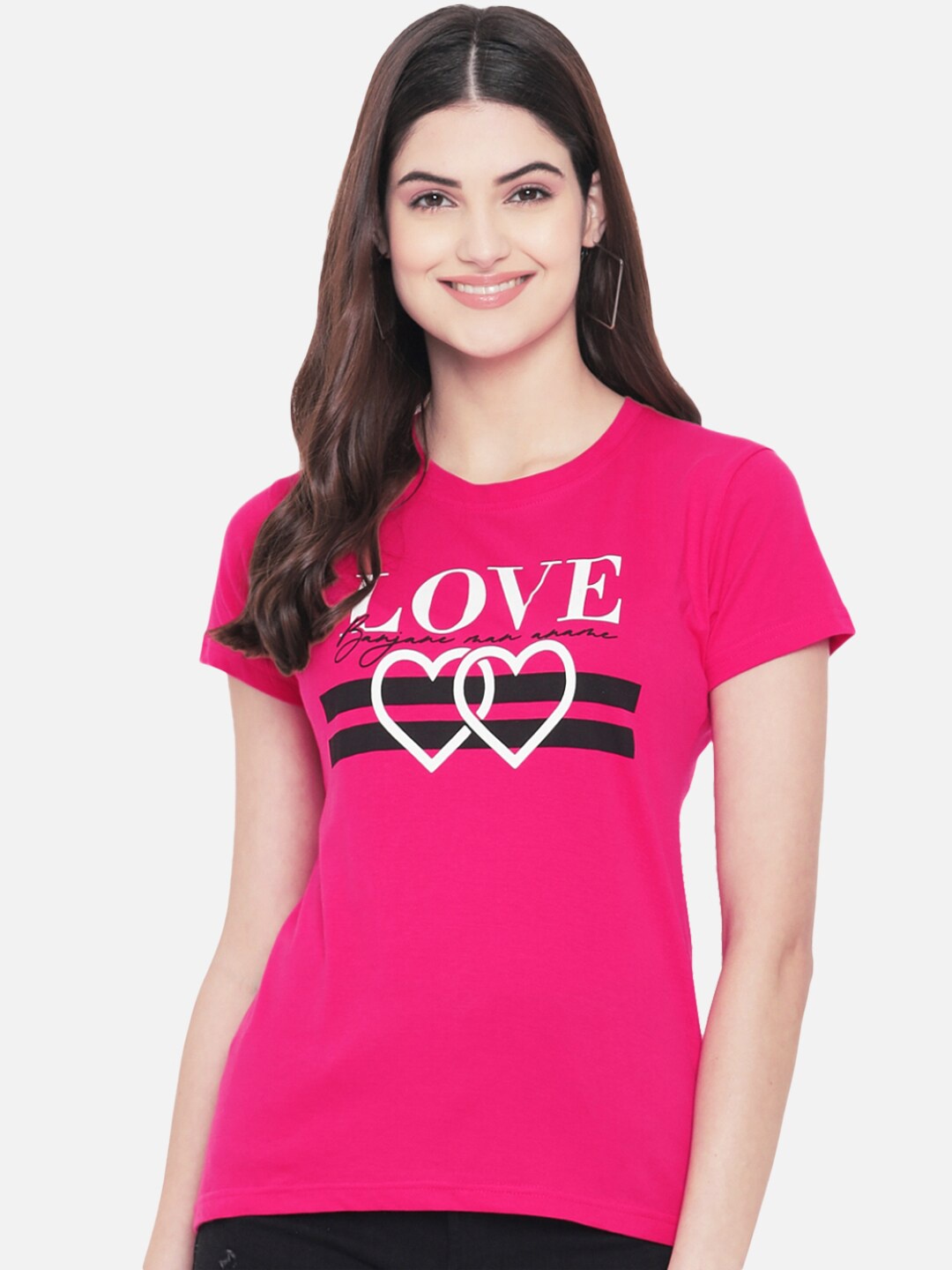 

Fabflee Pack Of 3 Graphic Printed Cotton T-shirt, Pink