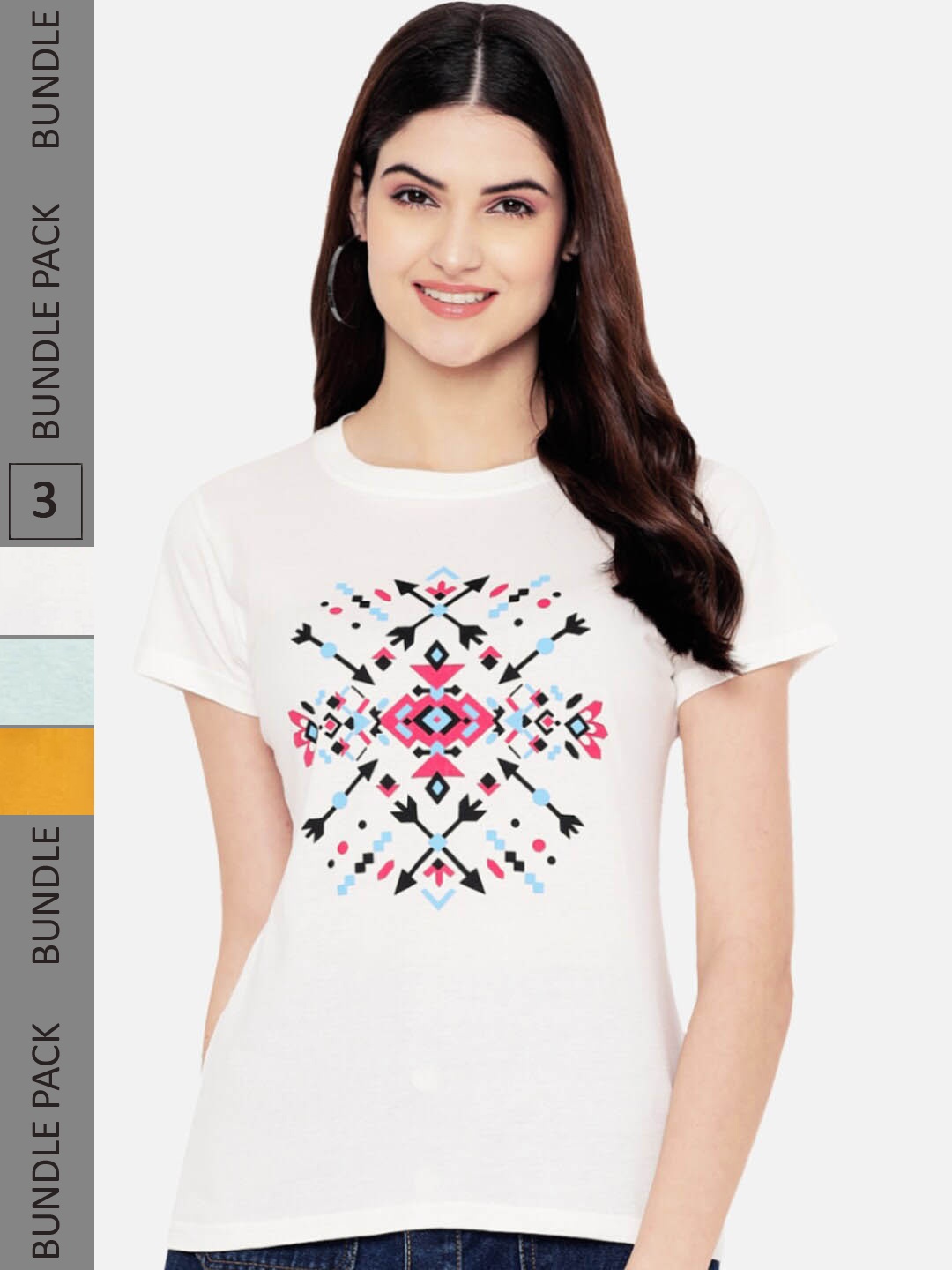 

Fabflee Pack Of 3 Graphic Printed Cotton T-Shirt, White