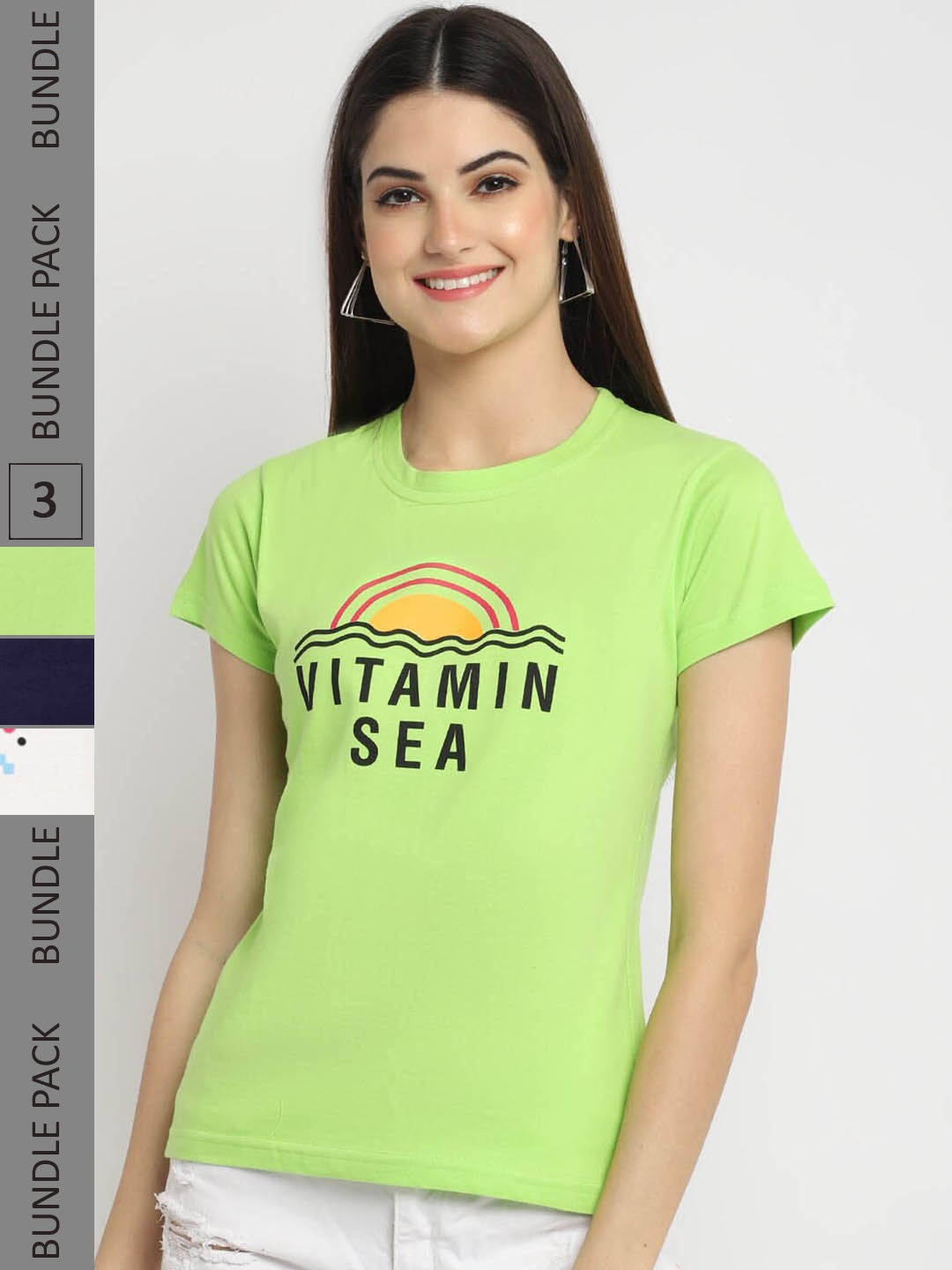 

Fabflee Pack Of 3 Printed Cotton T-shirt, Green