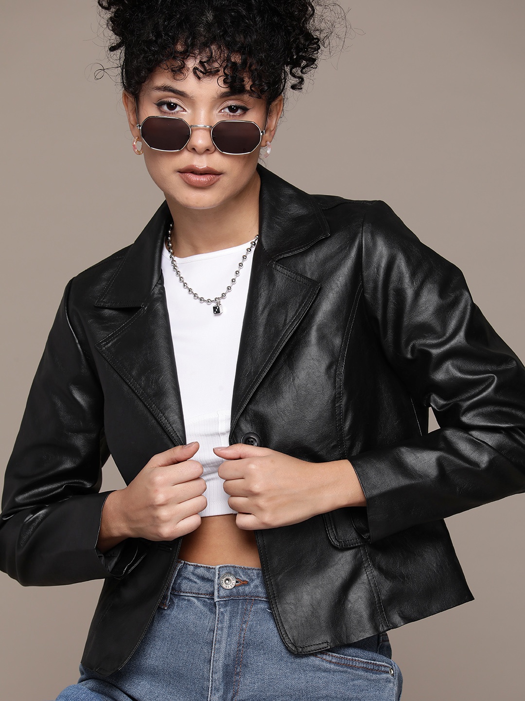 

Roadster Women Black Biker Jacket