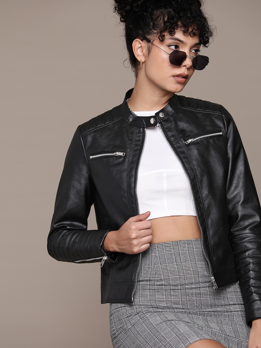 

Roadster Women Black Leather Jacket