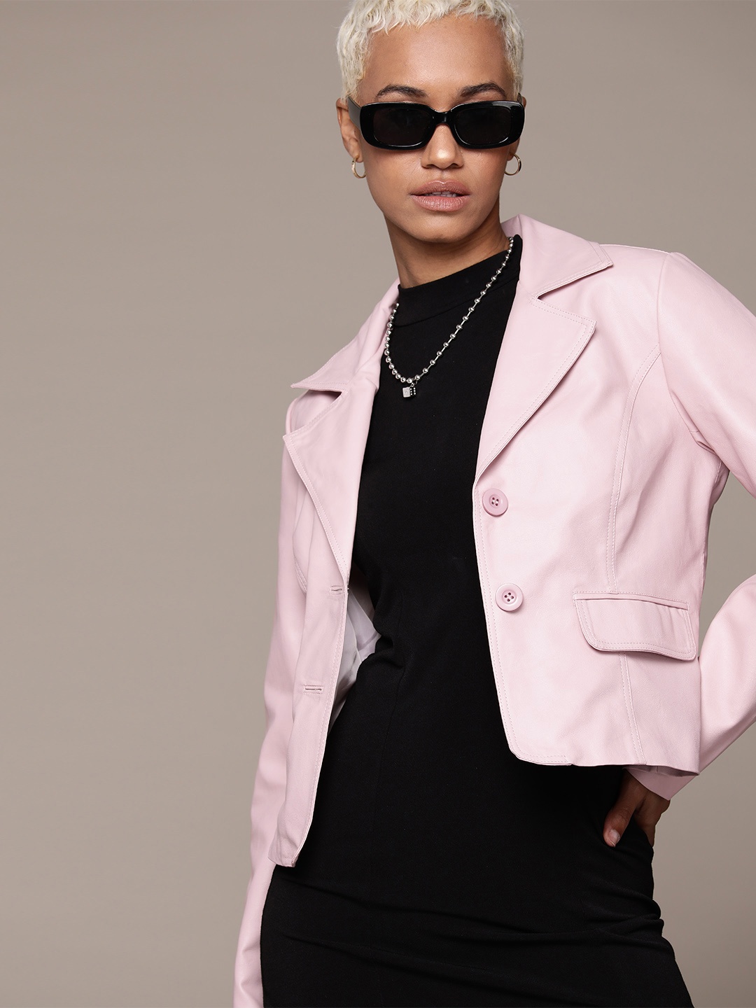 

Roadster Women Pink Leather Jacket