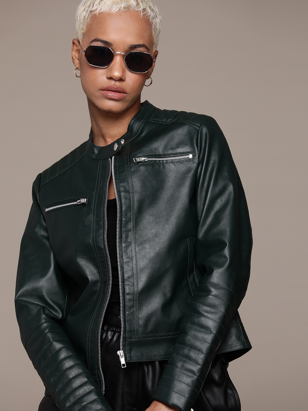 

Roadster Women Teal Biker Jacket
