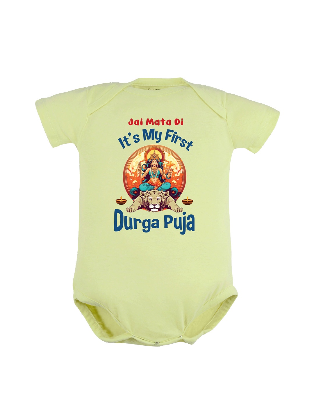 

FFLIRTYGO Infants Pure Cotton Durga Puja Special Printed Bodysuit, Green