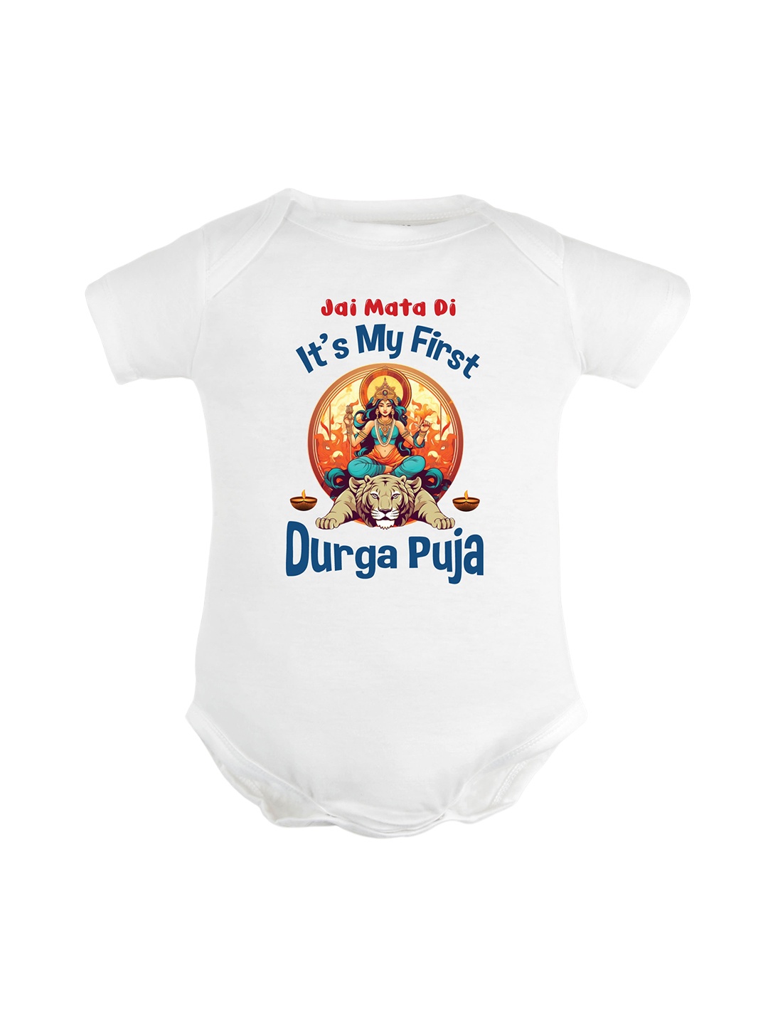 

FFLIRTYGO Kids Durga Puja Special Cotton Bodysuit, White