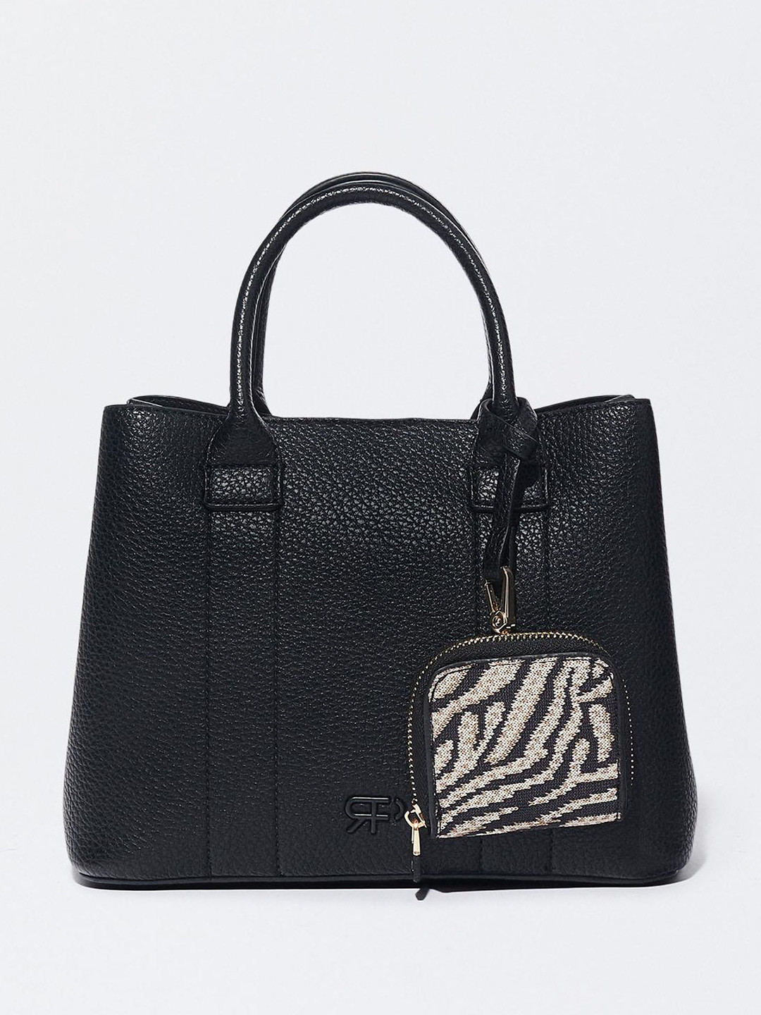 

PARFOIS Women Structured Handheld Bag With Pouch, Black